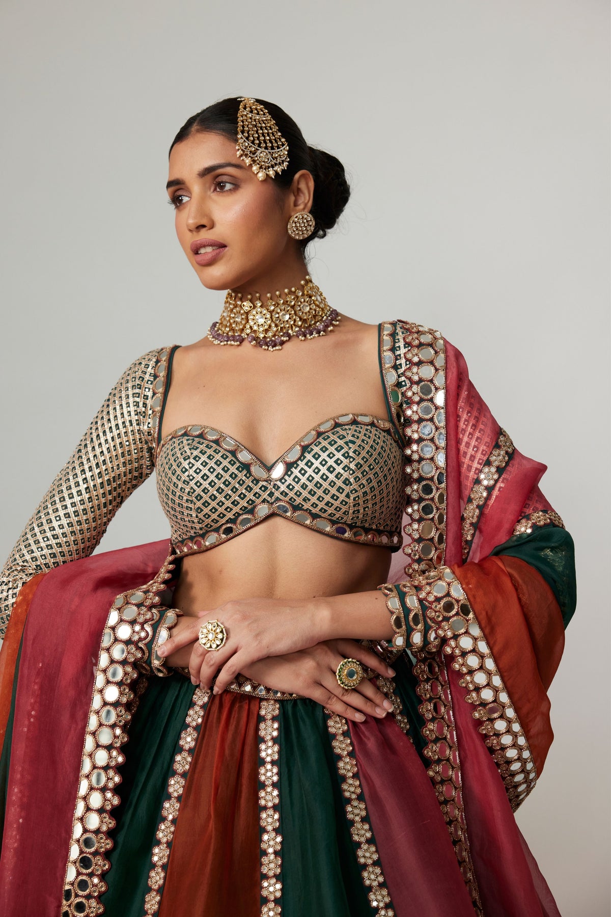 Cranberry Multicolor Lehenga Set