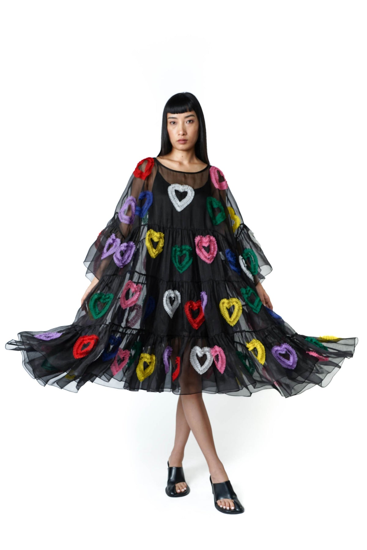 All Hearts Organza Tier Black Dress