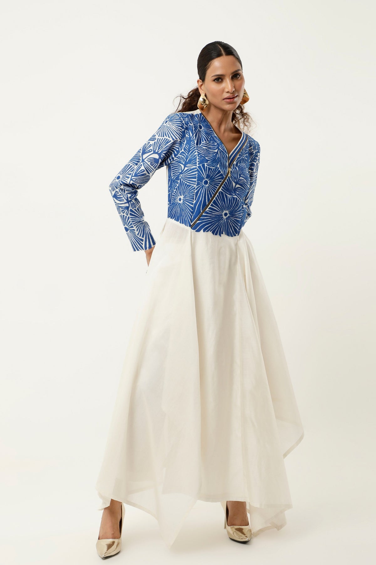Cobalt Zippered Asymmetrical Co-ord Set