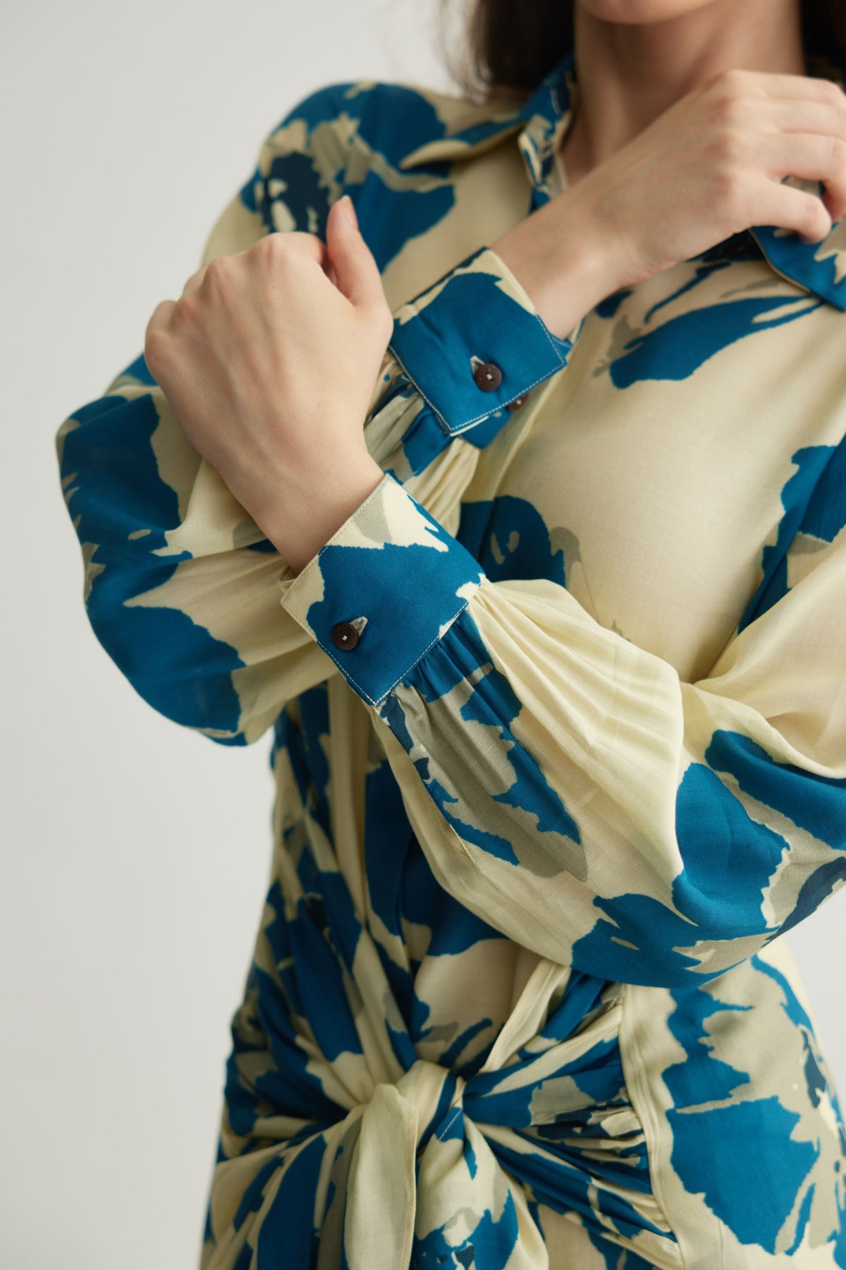 Blue Floral Shirt Dress