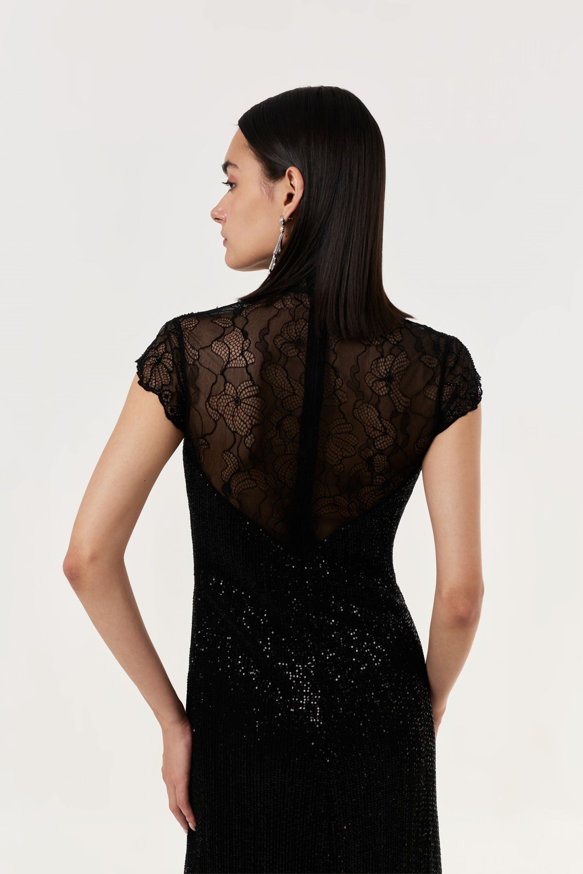 Midnight Lace Sequined Gown