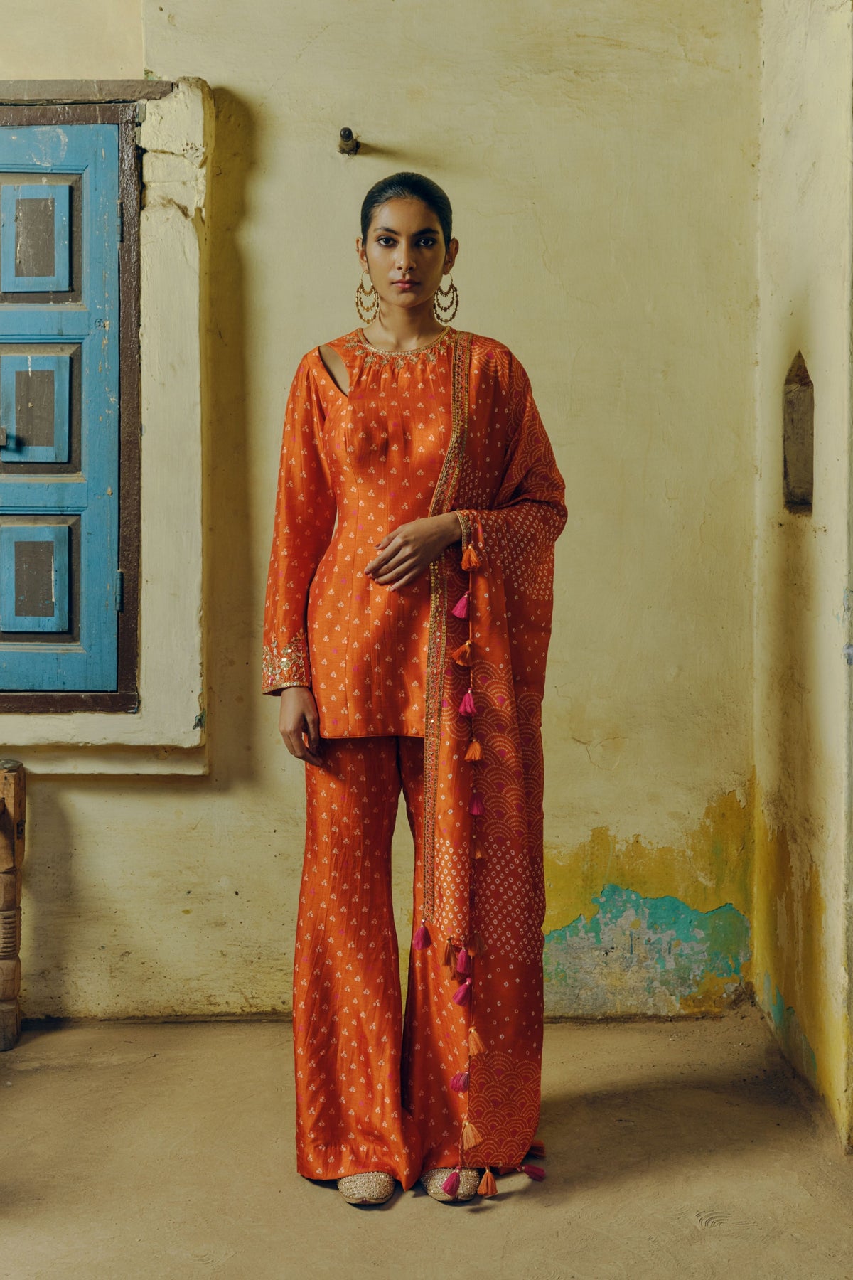 Rust Print Kurta Set