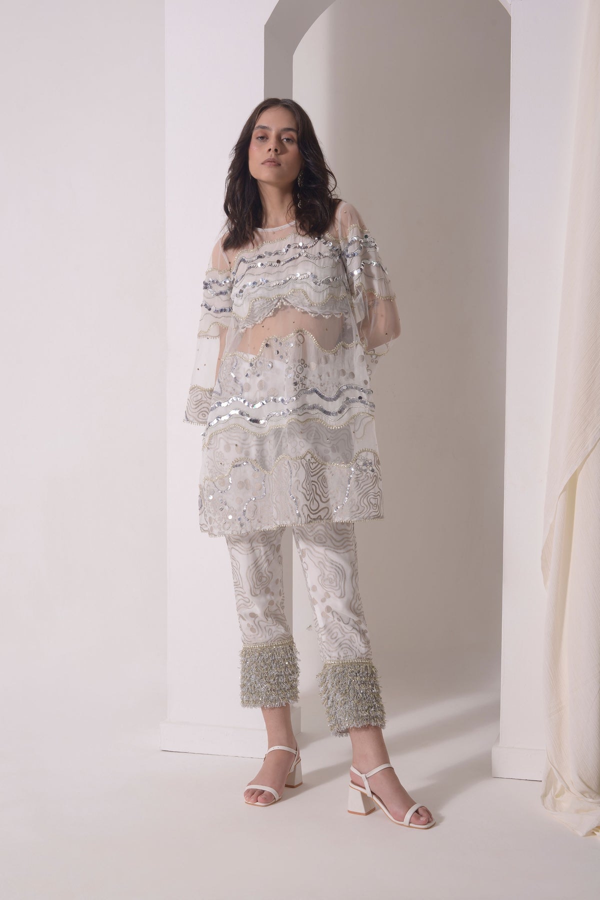 Patchwork Short Kurta With Cropped Pants