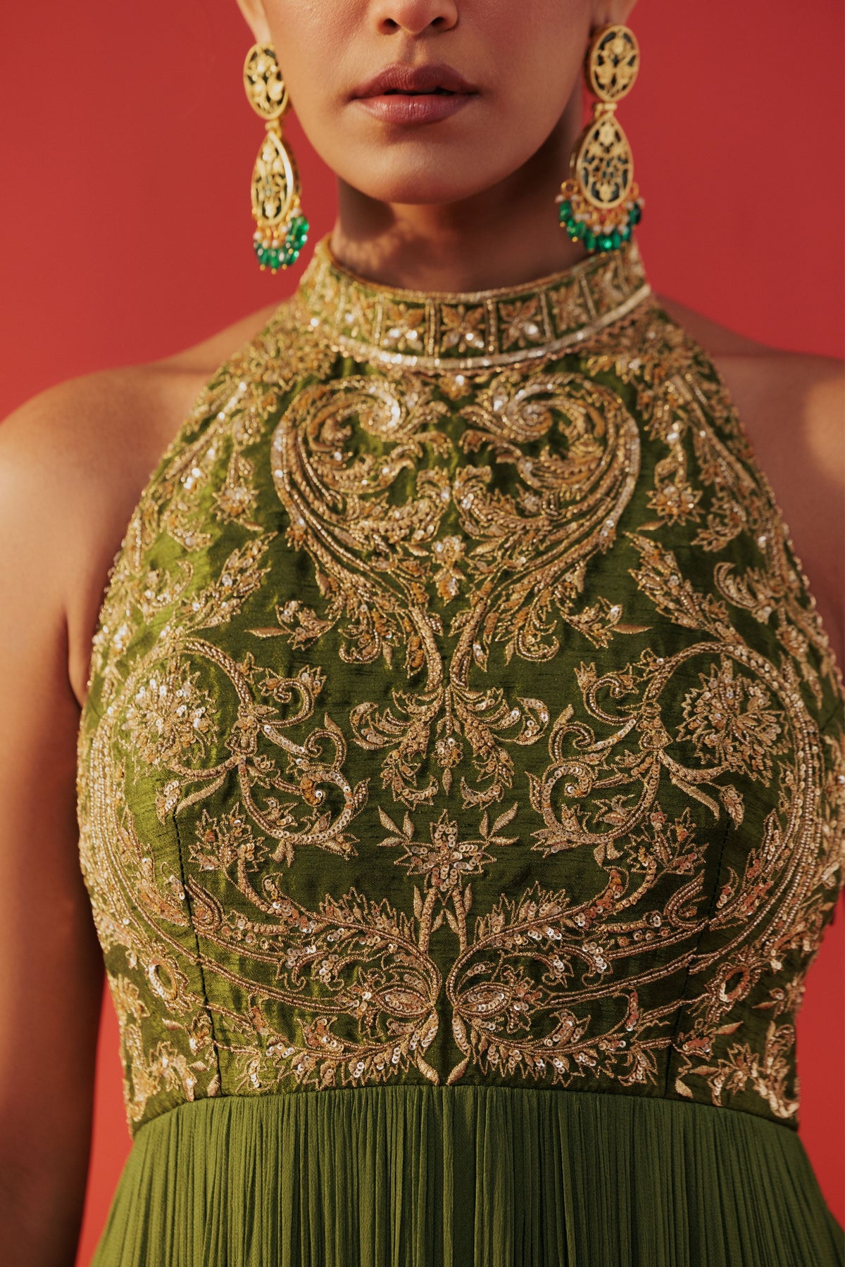 Olive Green Dolly Anarkali