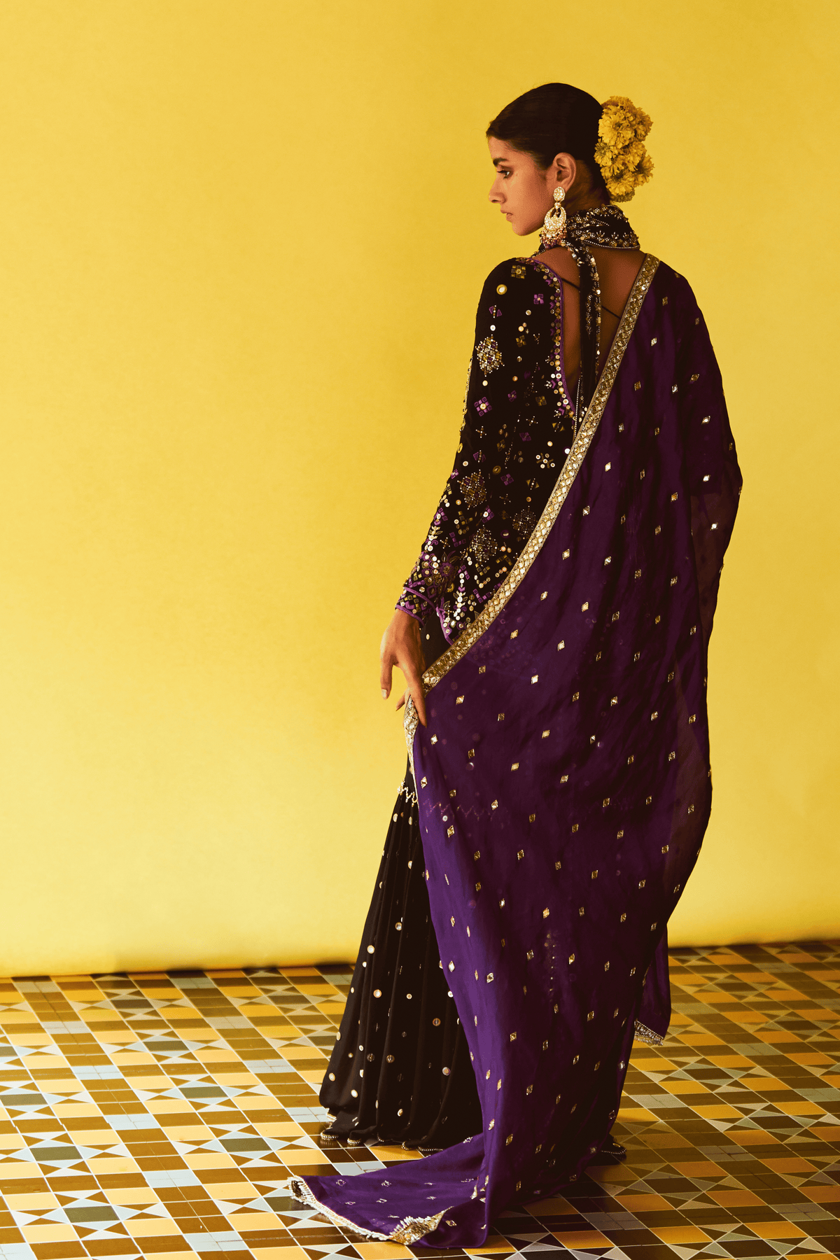 Black Gharara Set