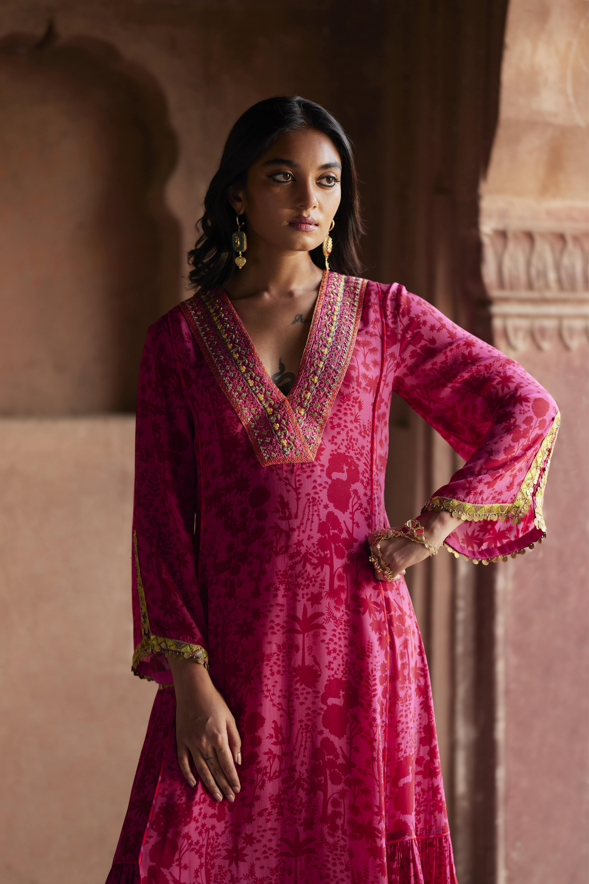 Nadira Hot Pink Red Kurta Set