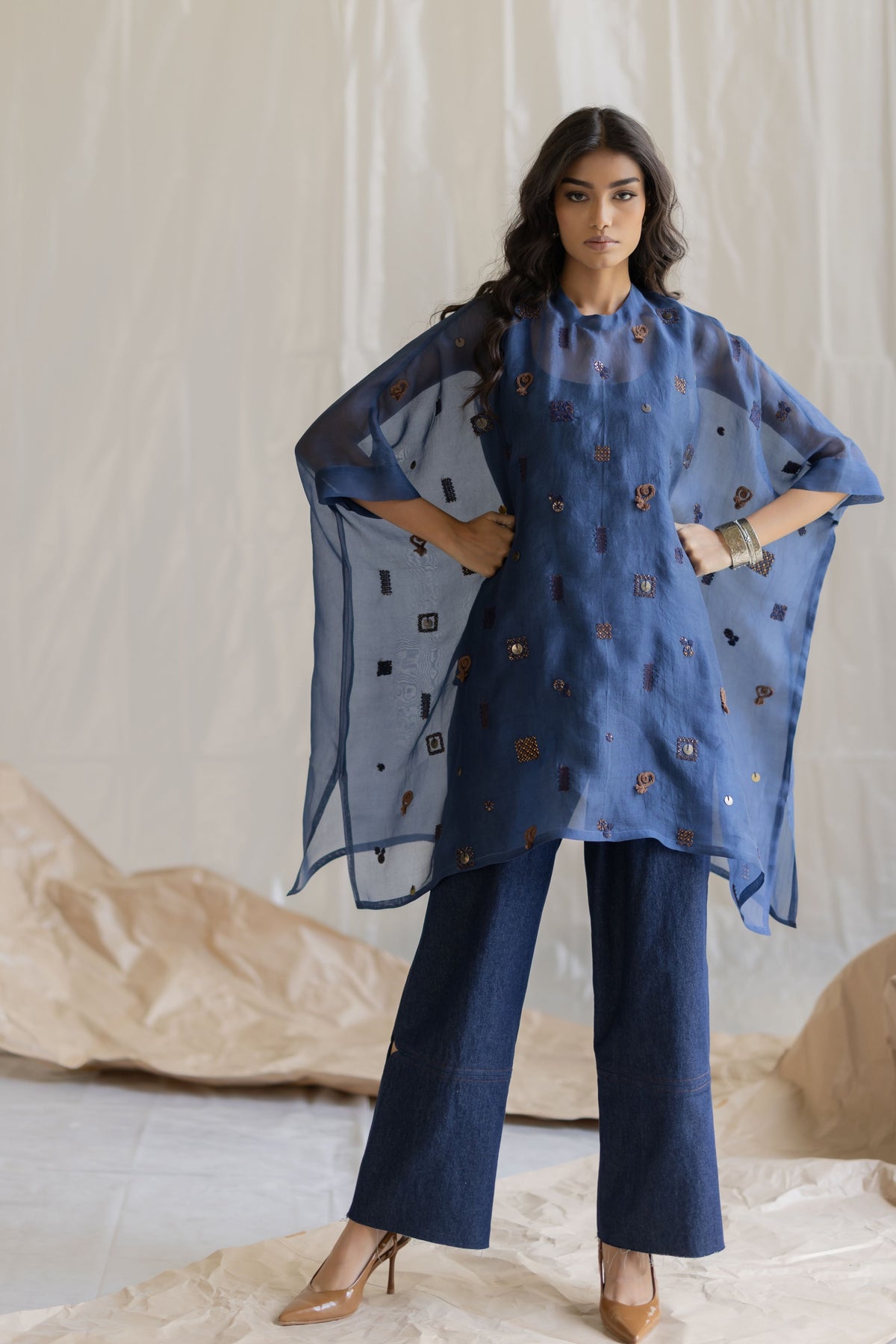Dark Blue Kaftan Top and Pants