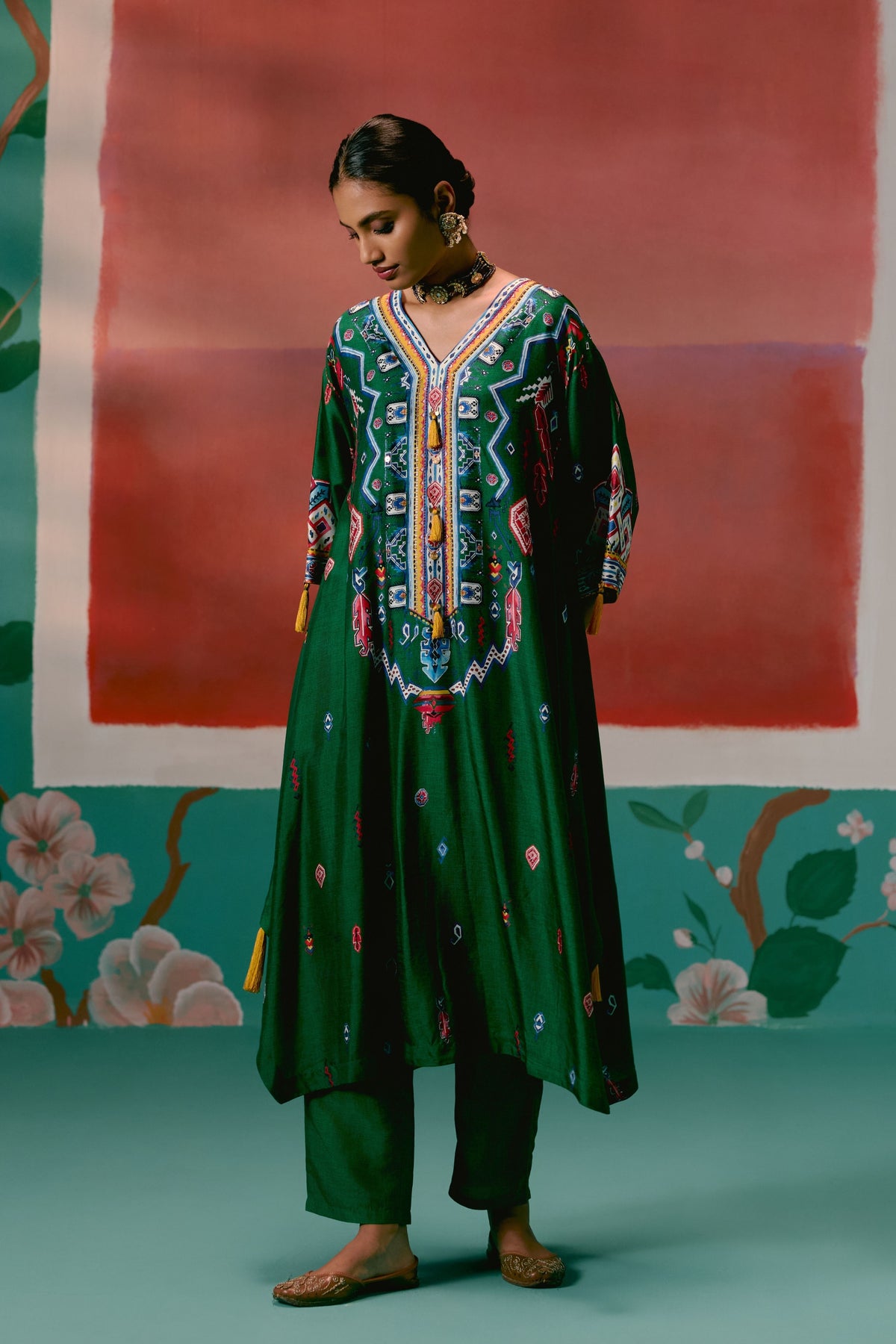 Emerald Aztec Kaftan Set
