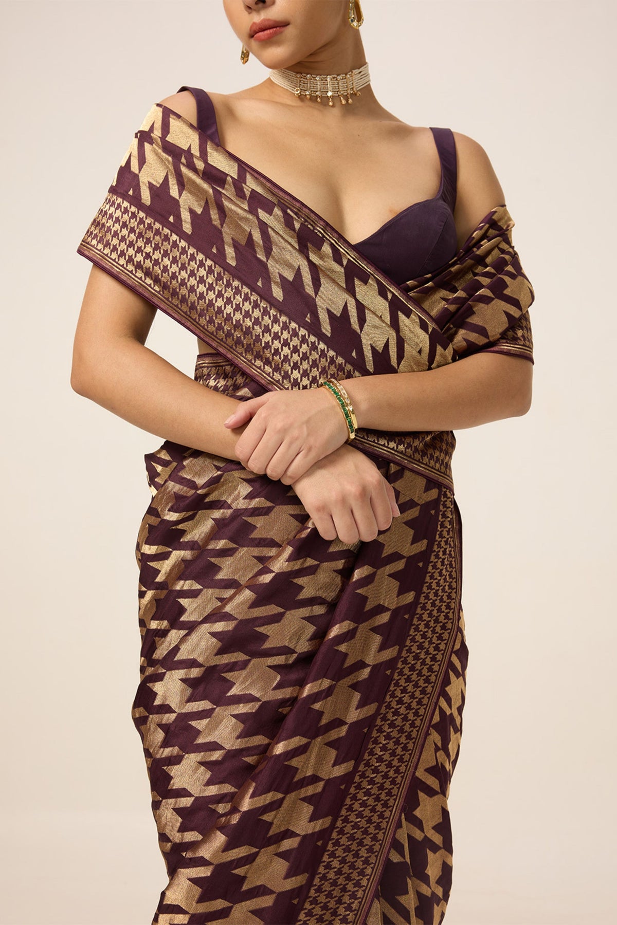 Burgundy Gerum Saree