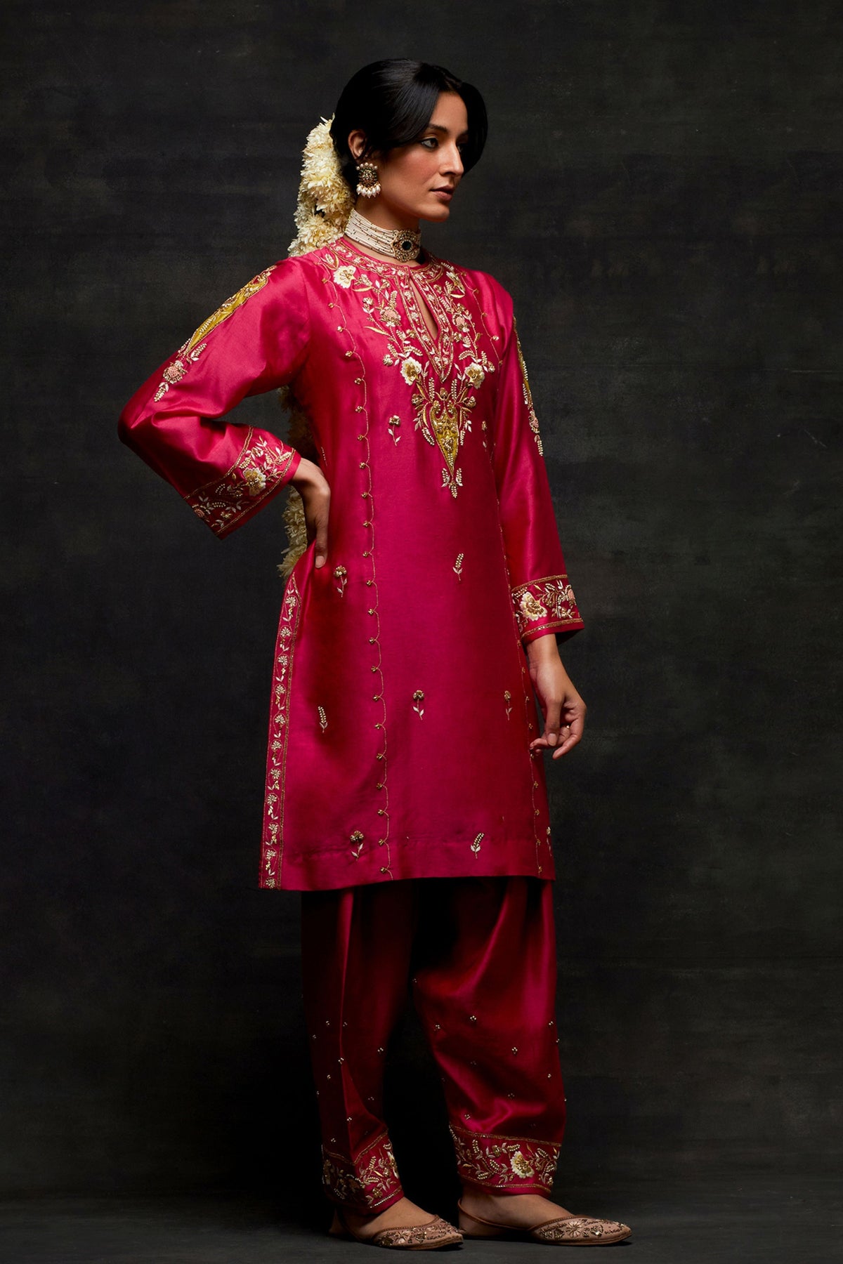 Pink Short Kurta Set