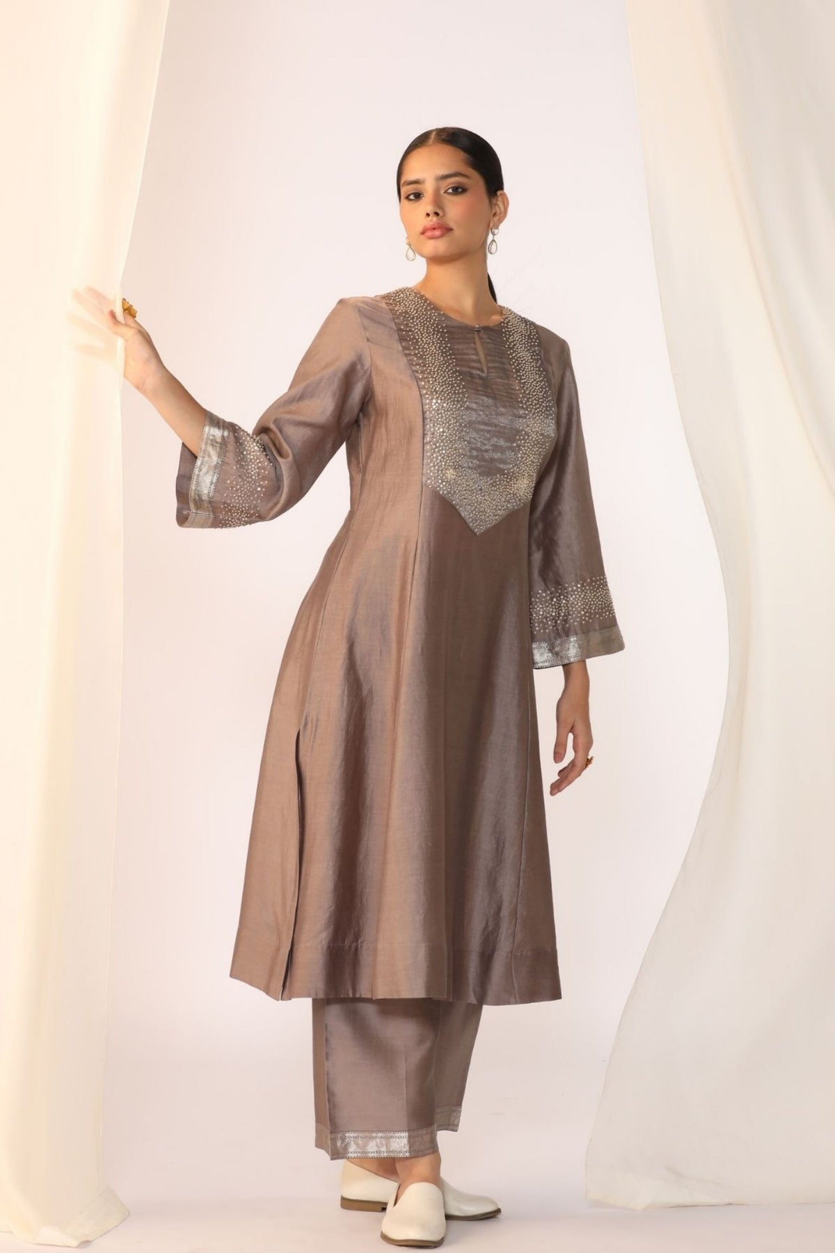 Dove Grey Embroidered Kurta