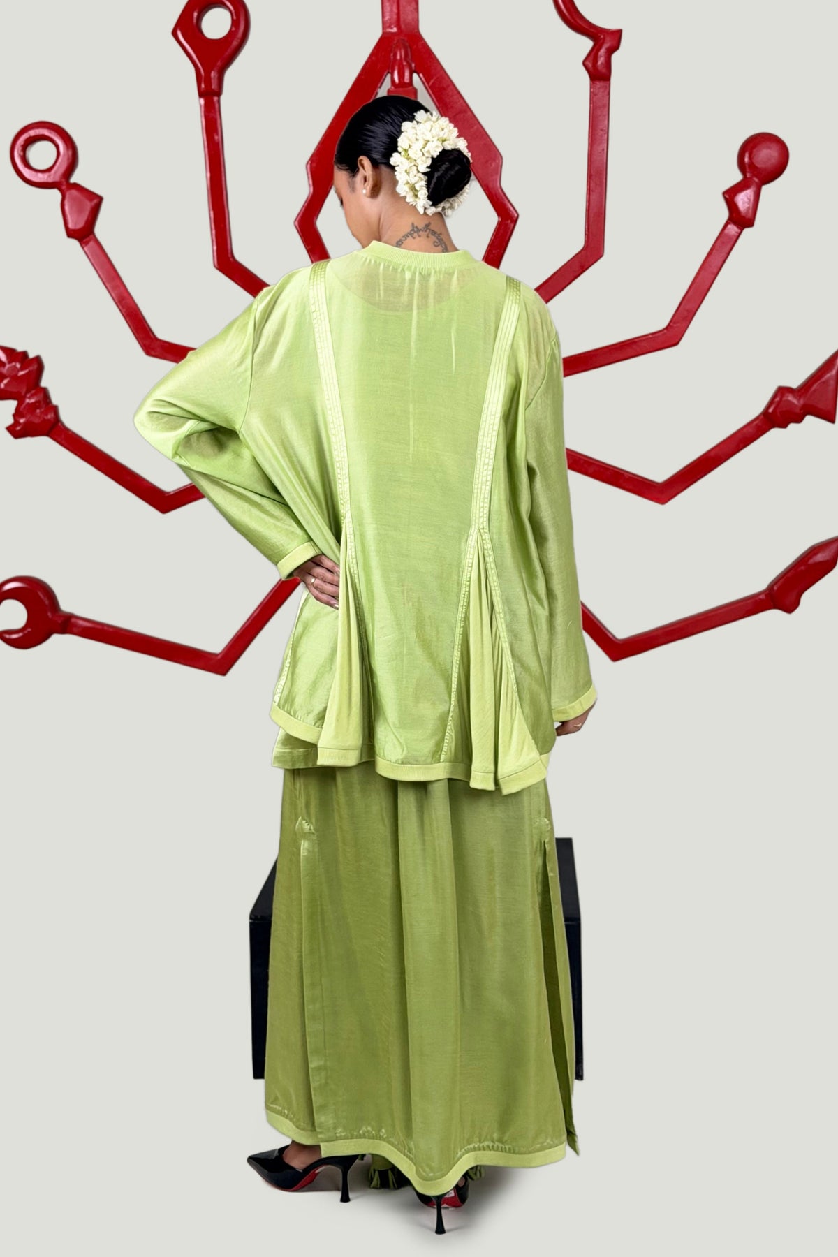 Green Skirt Set