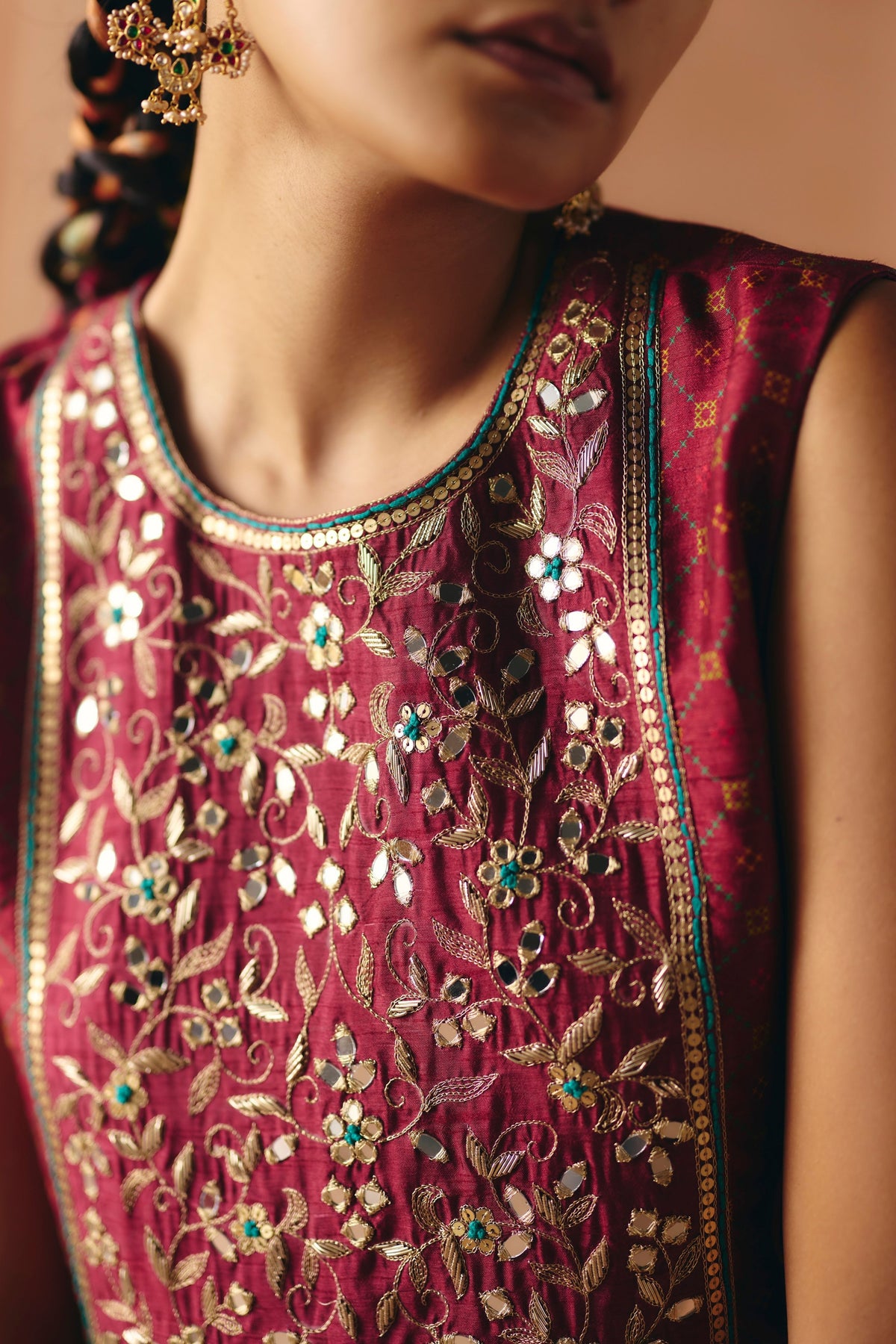 Berry Plum Cropped Lehenga