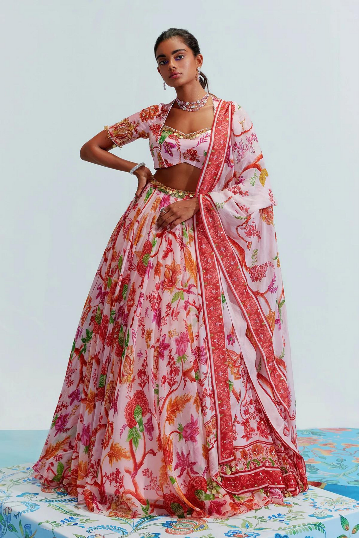 Aaliya Blush Embroidered Lehenga Set
