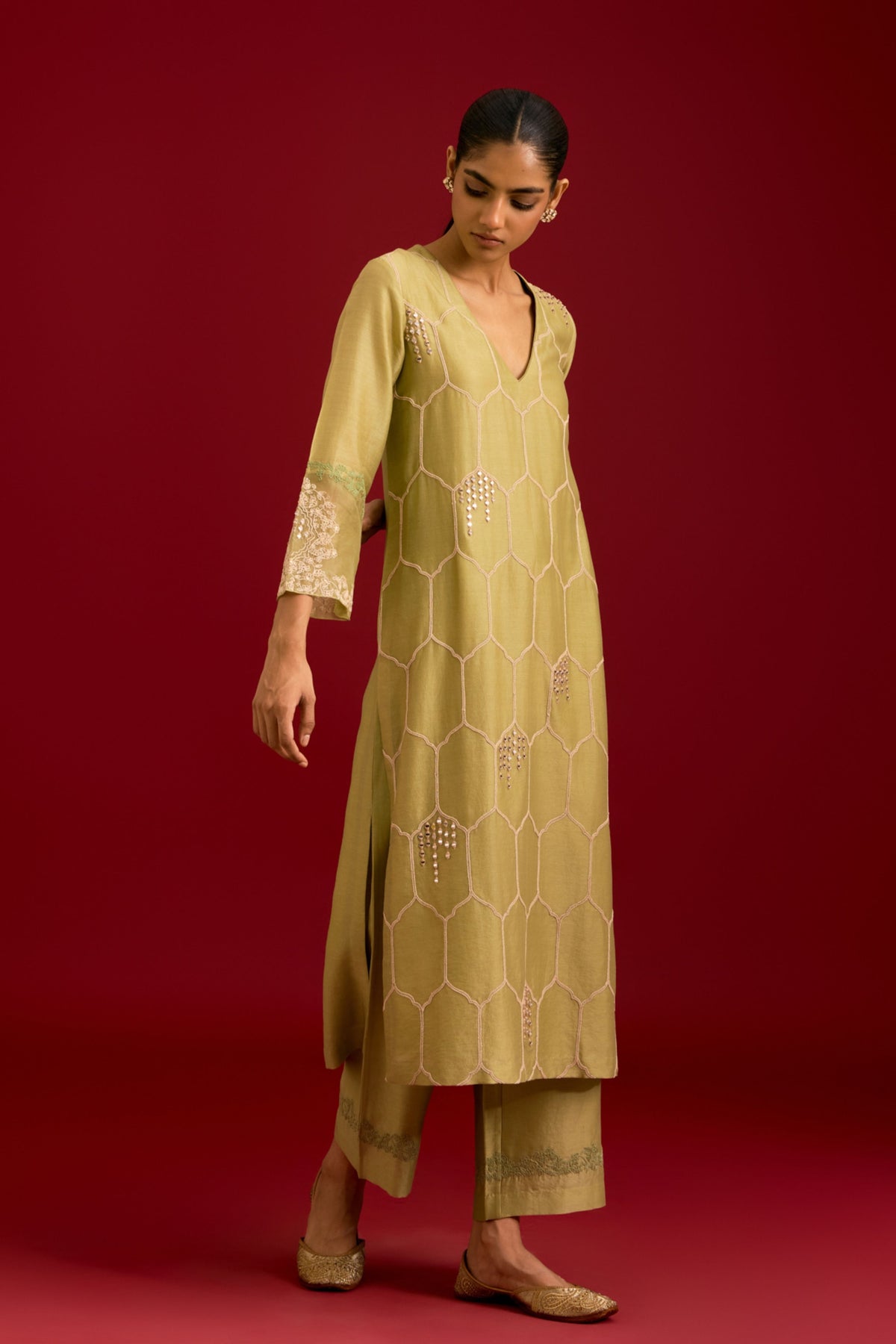 Pistachio Embroidered Kurta Set
