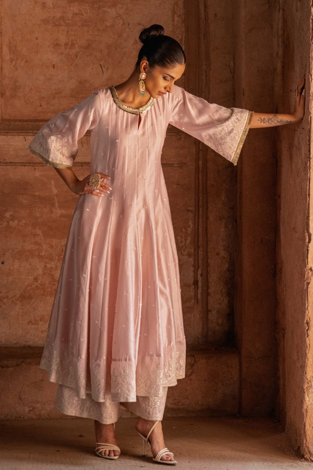 Forest Onion Pink Anarkali Set