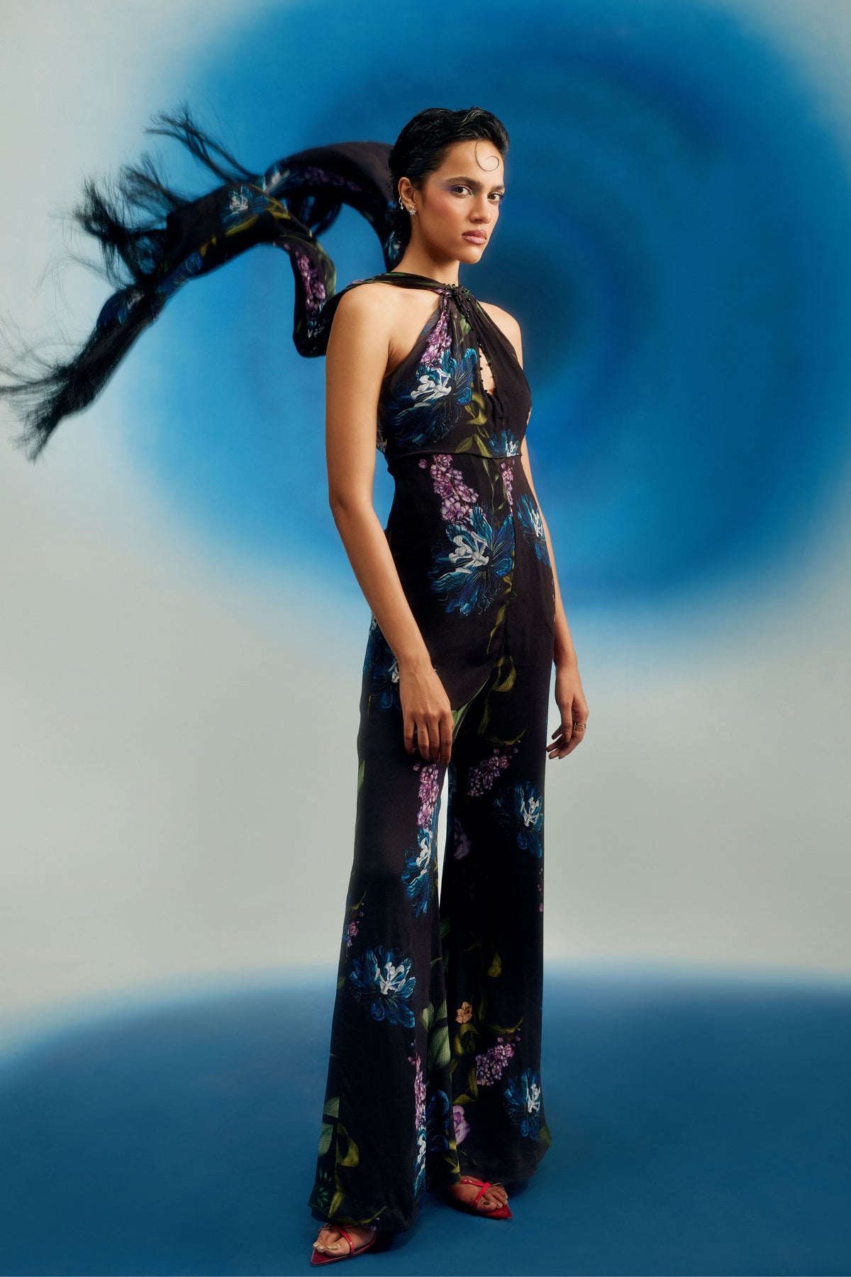 Printed Scarf Jumpsuit