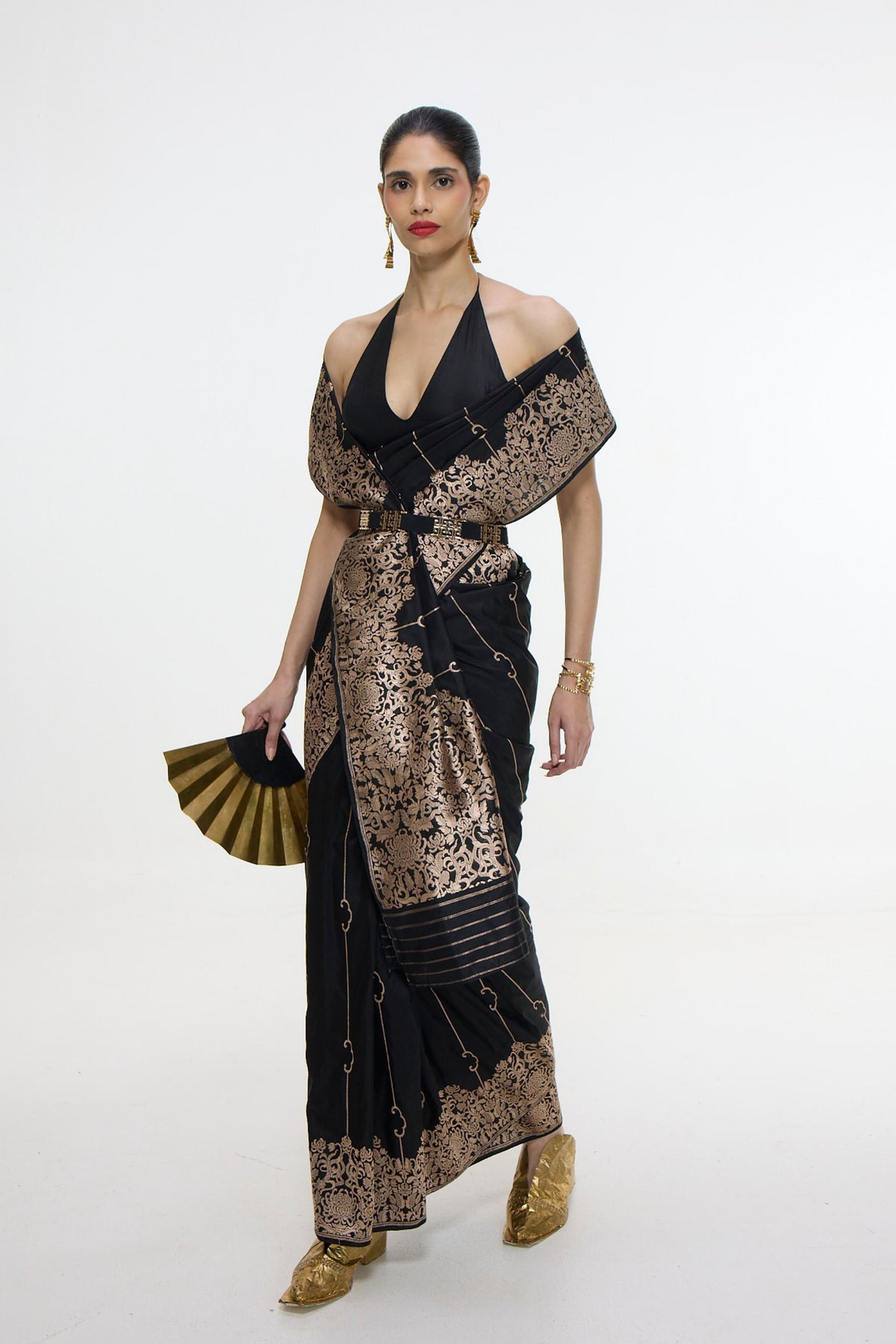 Black Mashroo Silk Saree