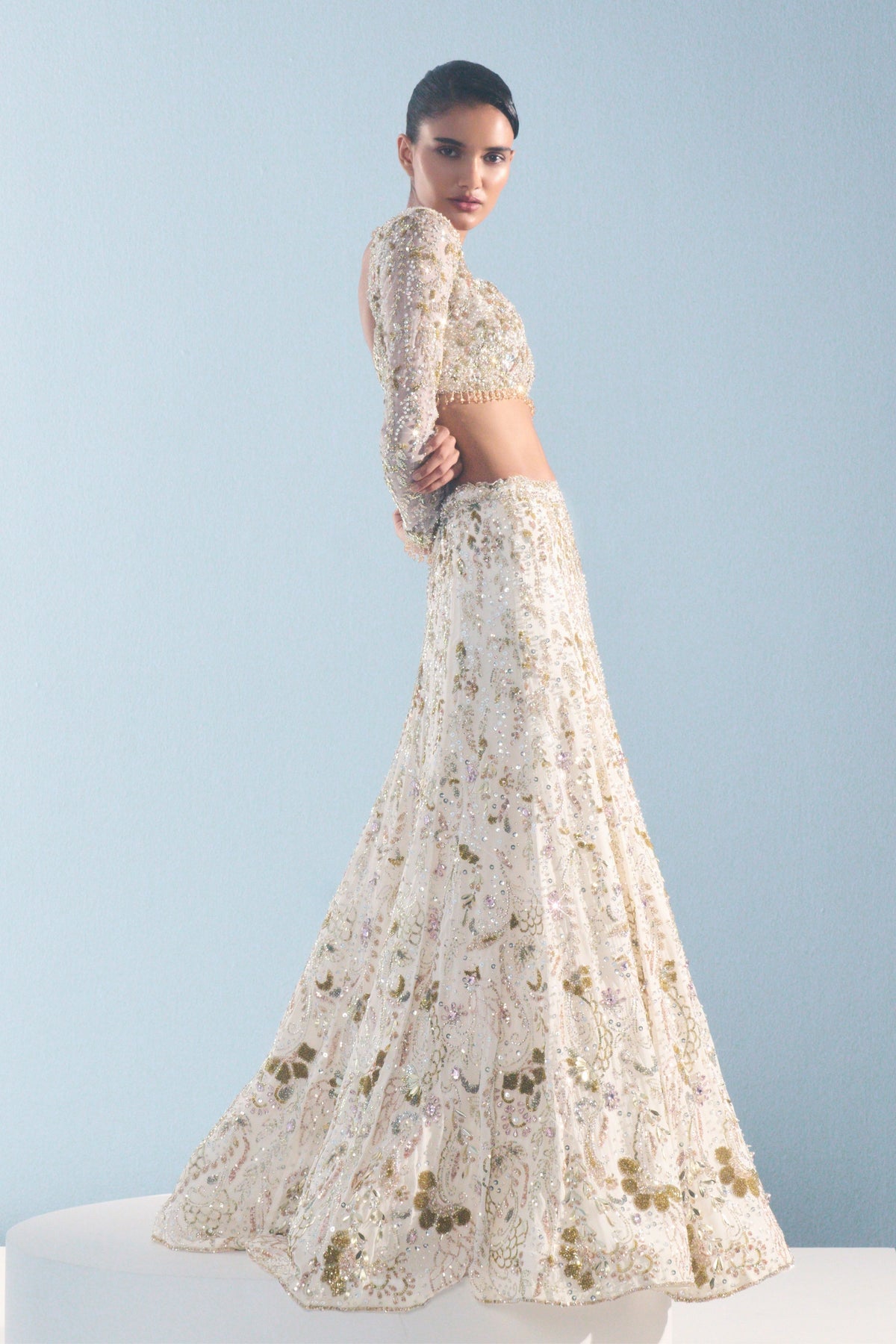 Ivory Fitted Lehenga Set