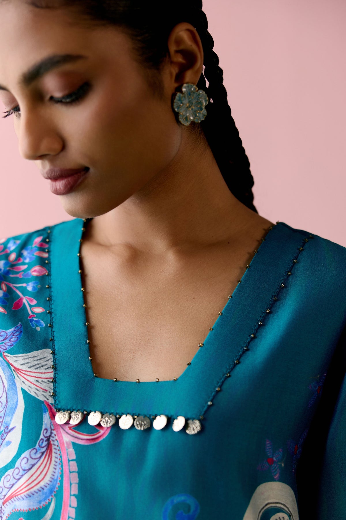 Teal Paisley Kurta Set