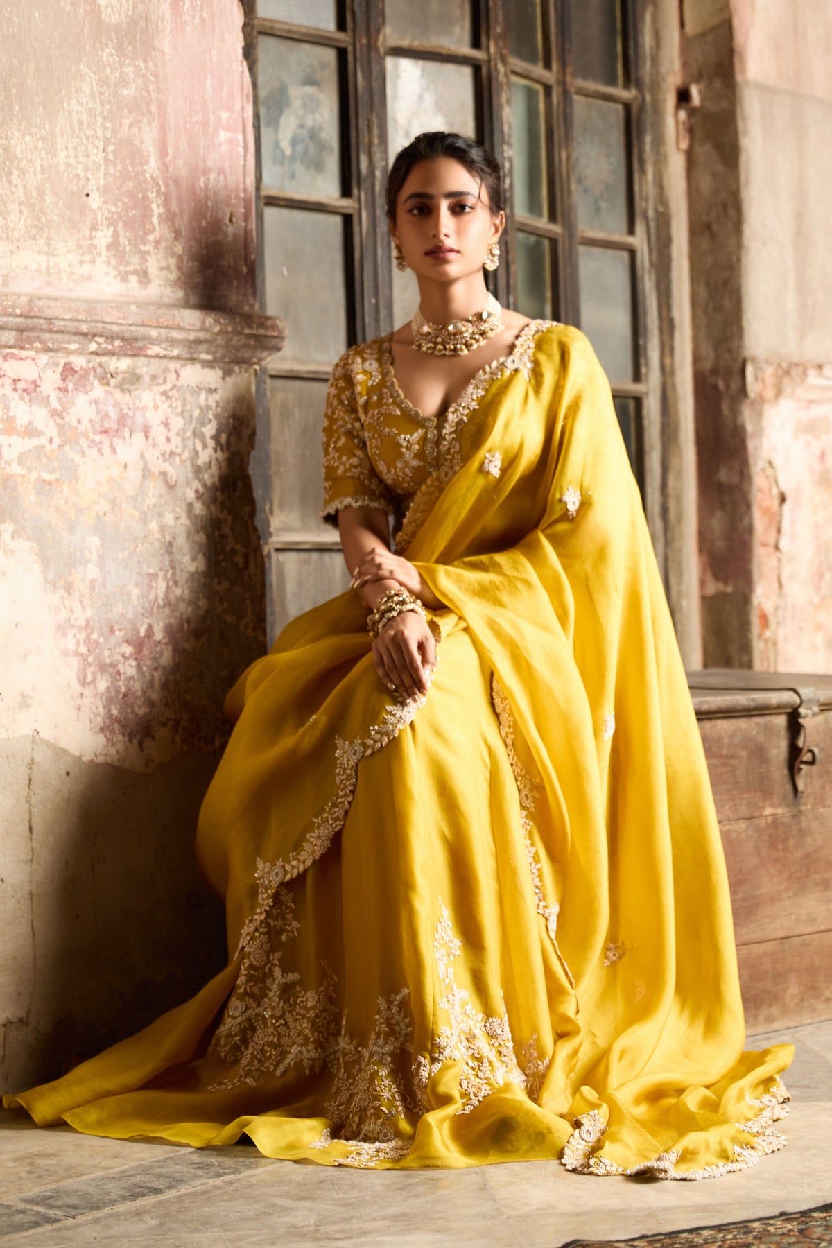 Mustard Saree Set