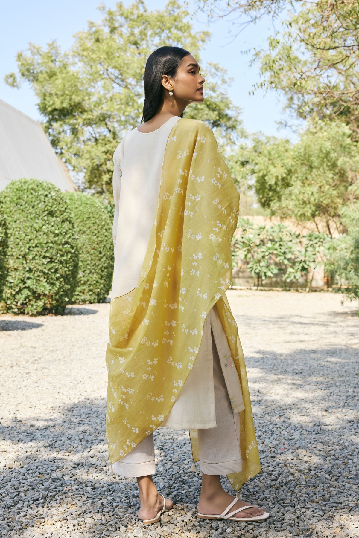 Ecru Embroidered Kurta Set