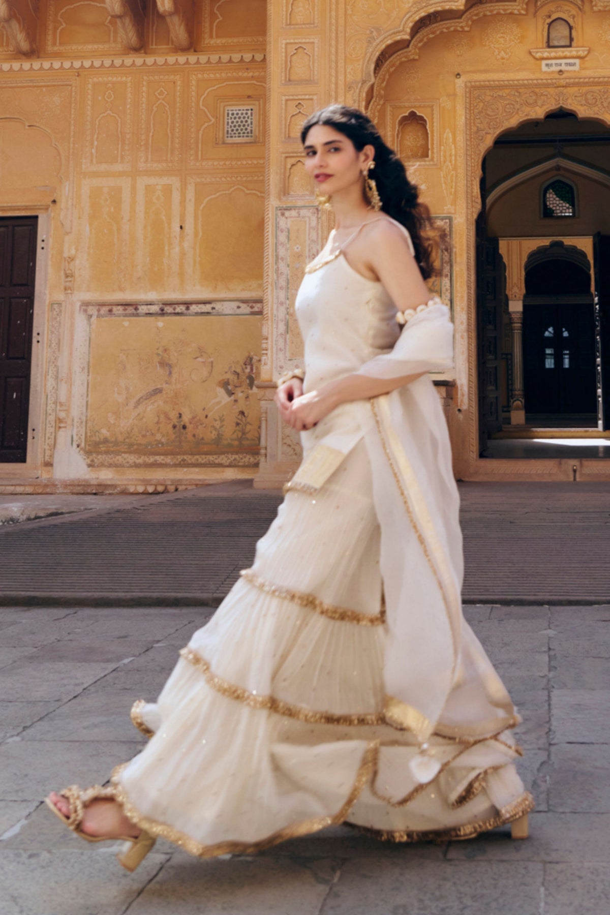 Ivory Spaghetti Sharara Set