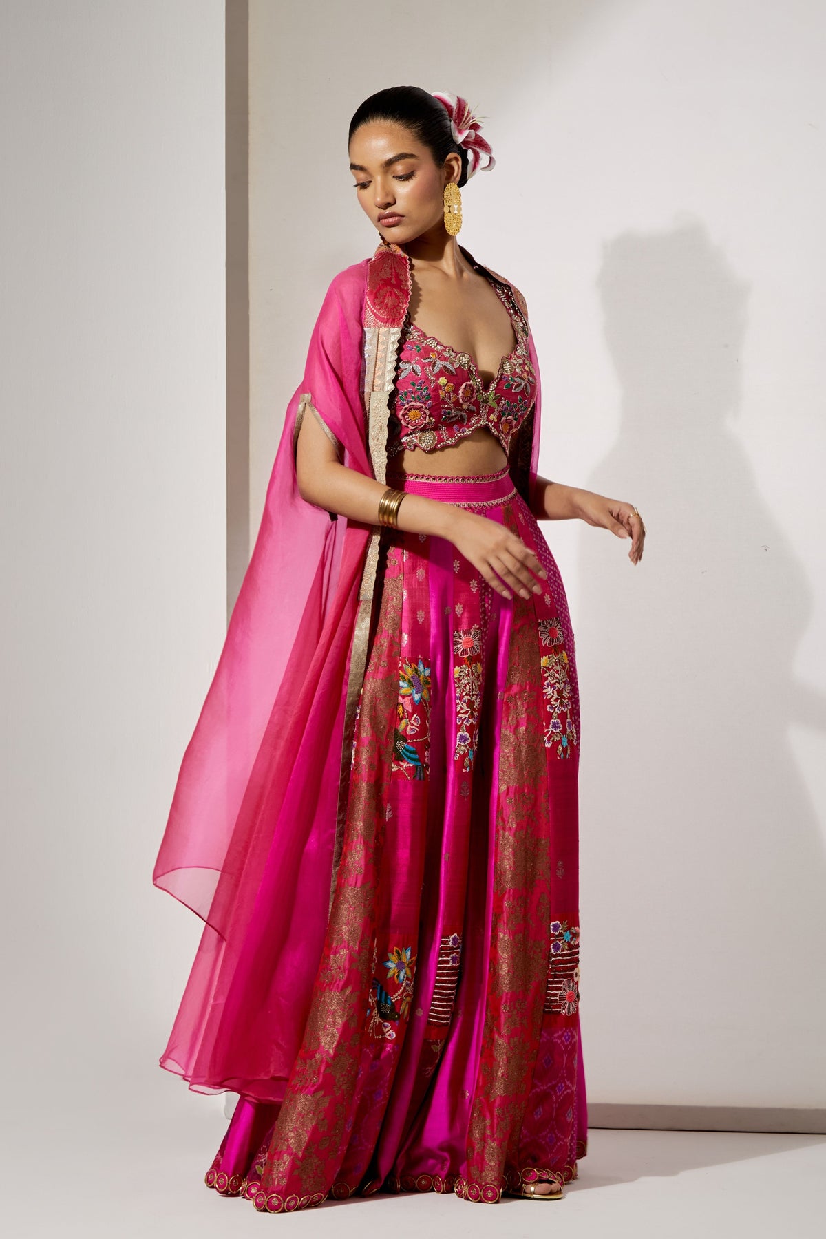 Fuchsia Embroidered Sharara Set