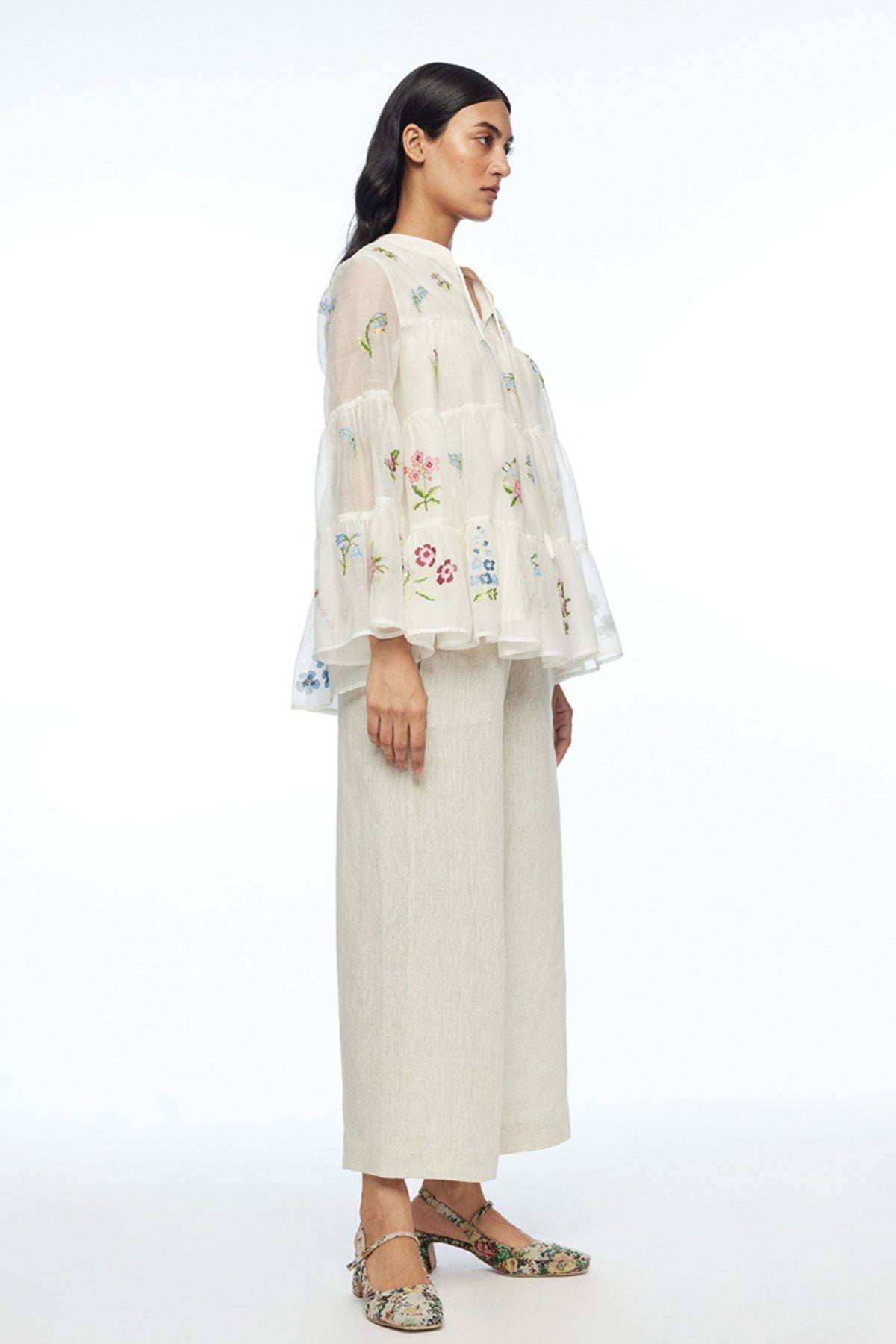 Baccara Tiered Embroidered Top