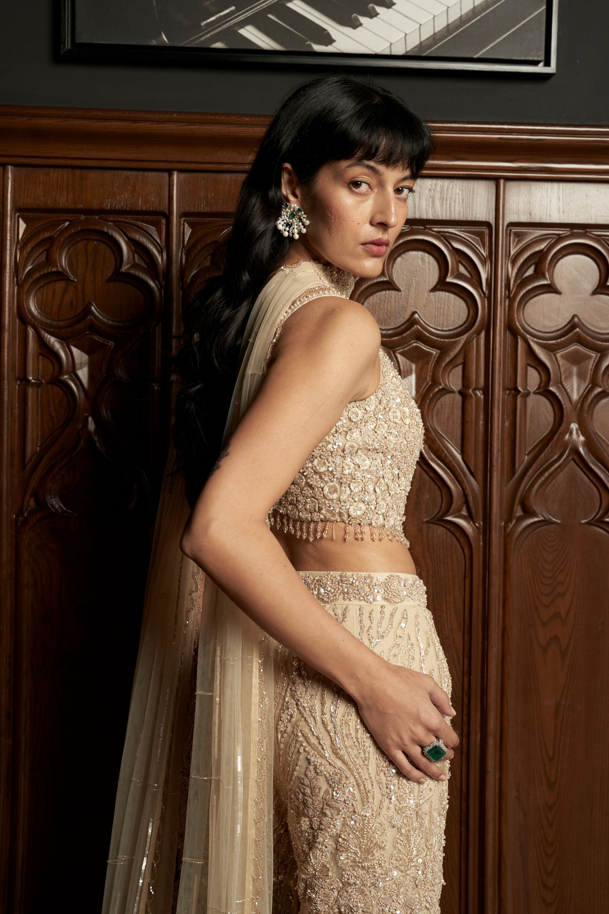 Beige Indo western Set