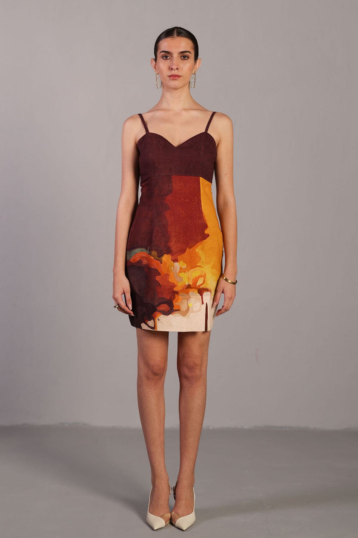Brown and Ochre Short Dress