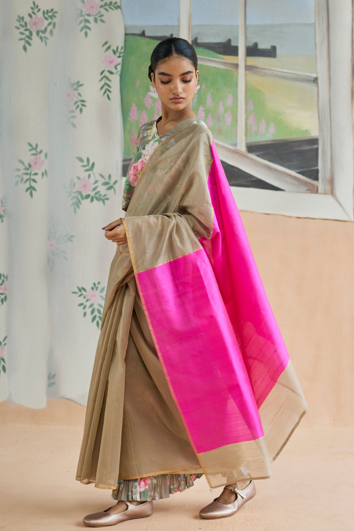 Dunes and Drift Chanderi Sari