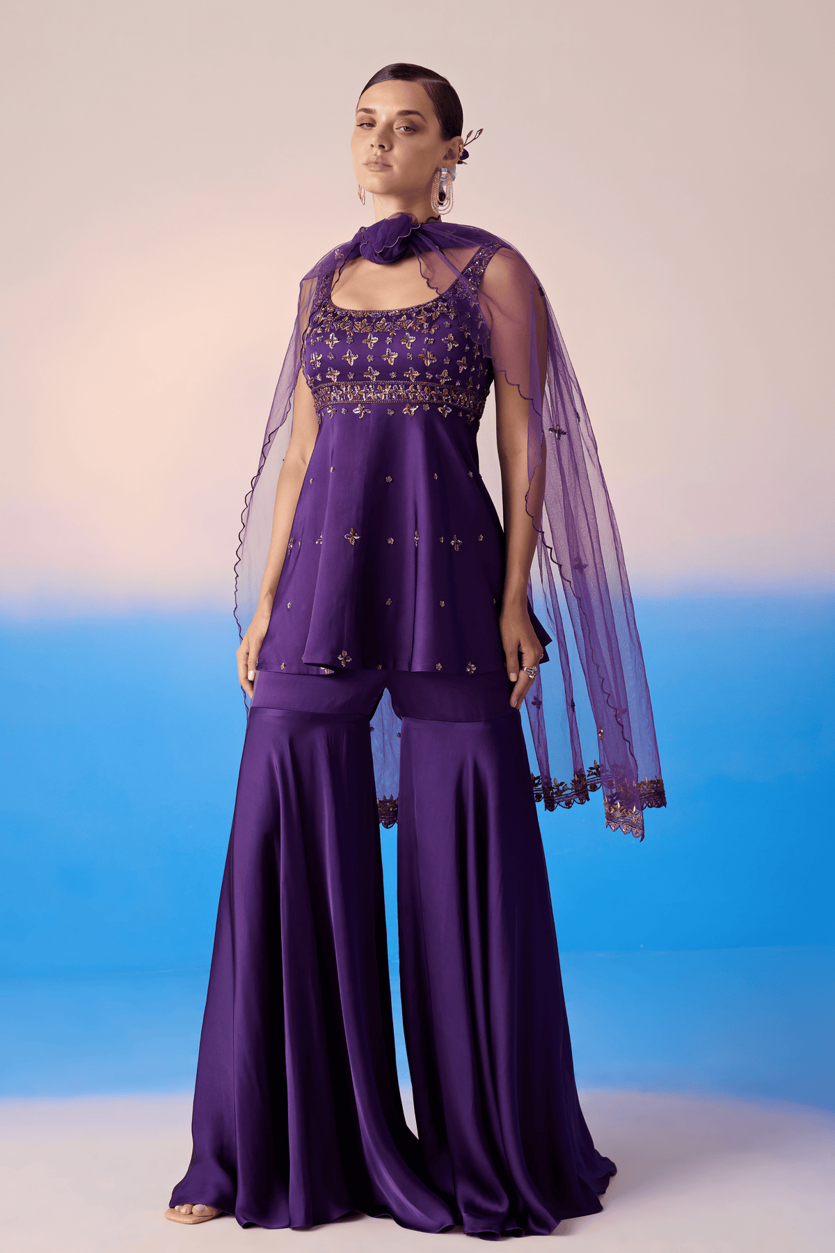 Royal Purple Sharara Set