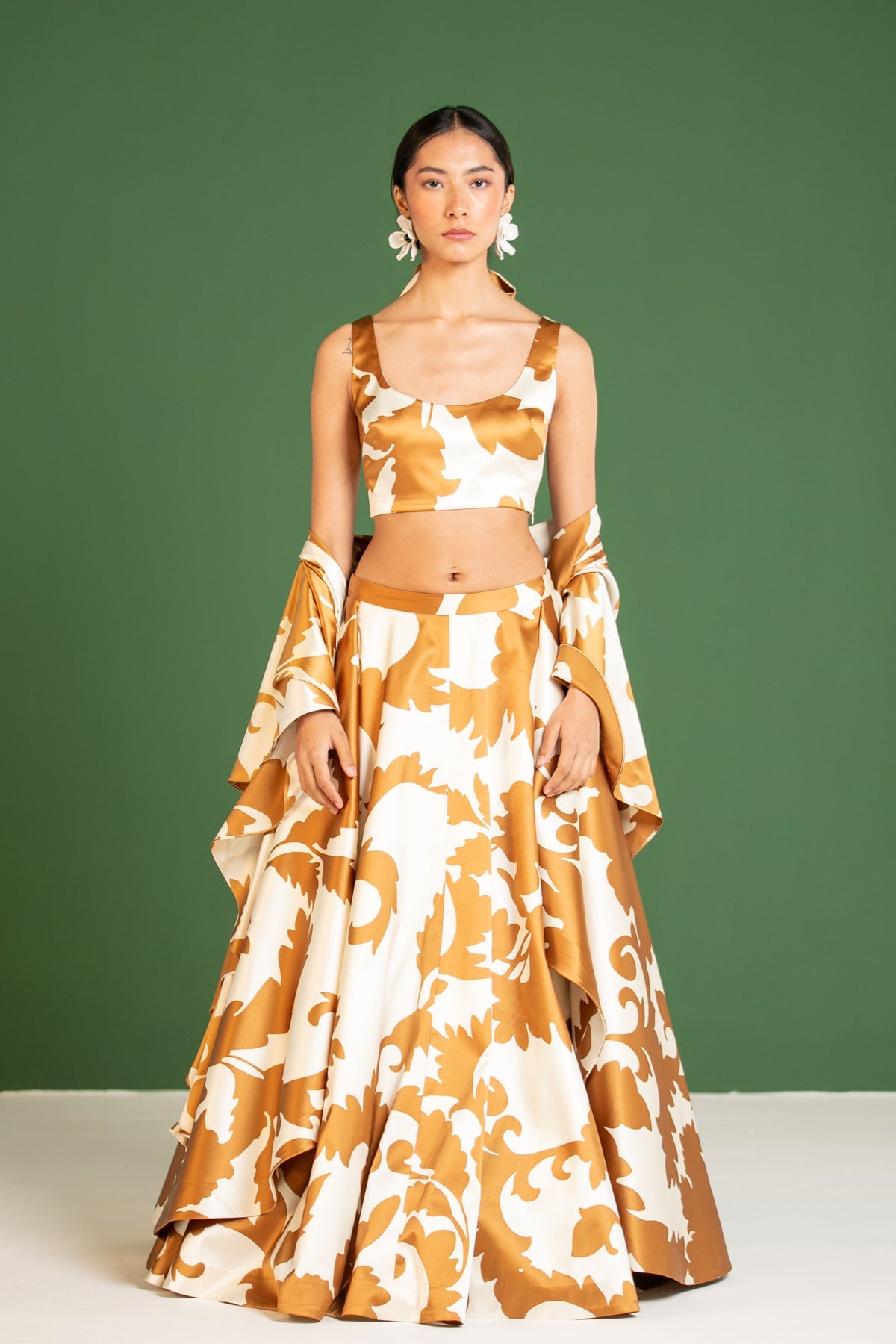 Copper Draped Lehenga Set