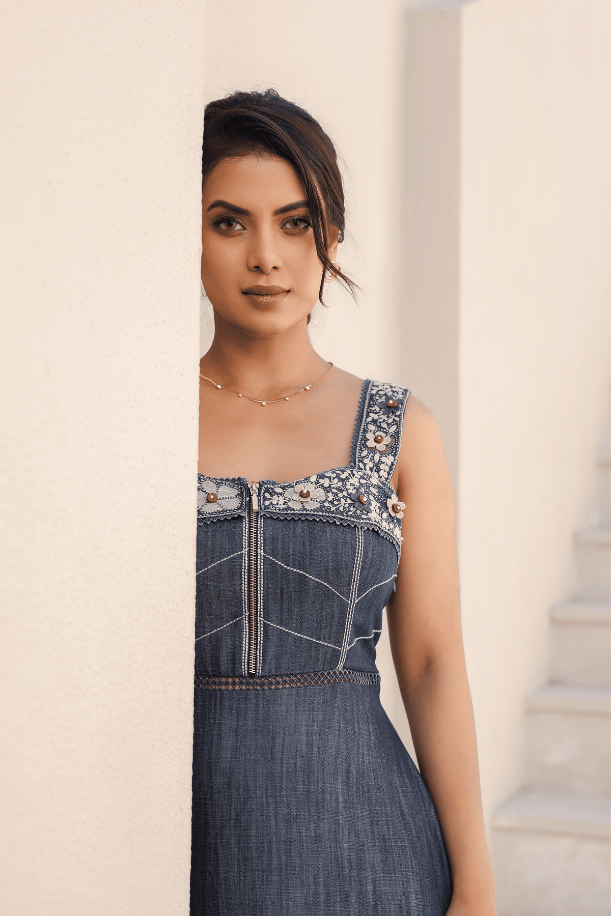 Azure Corset Dress in Dark Blue