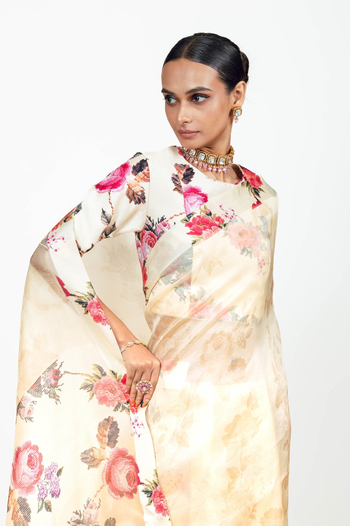 Nila Ivory  Organza Saree