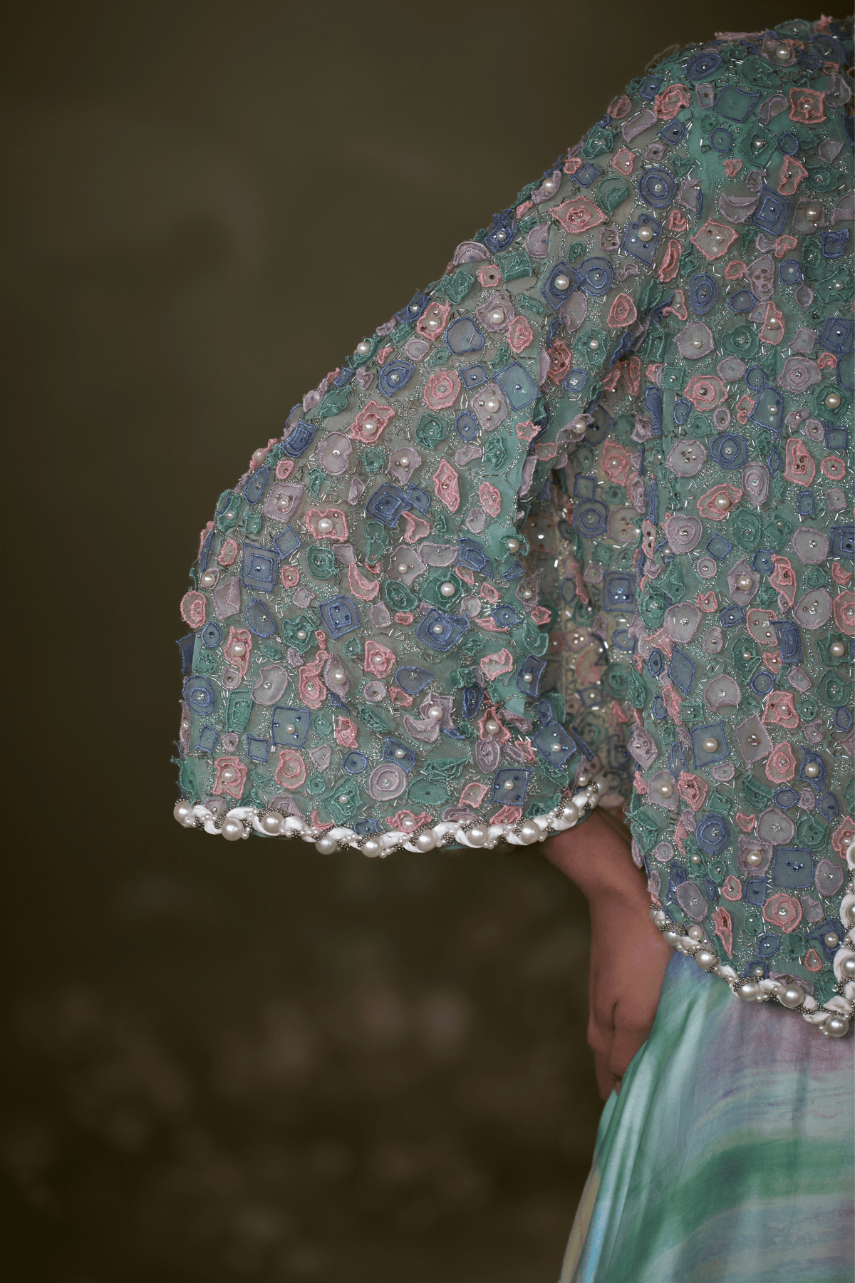 Turquoise Lehenga Paired With Jacket