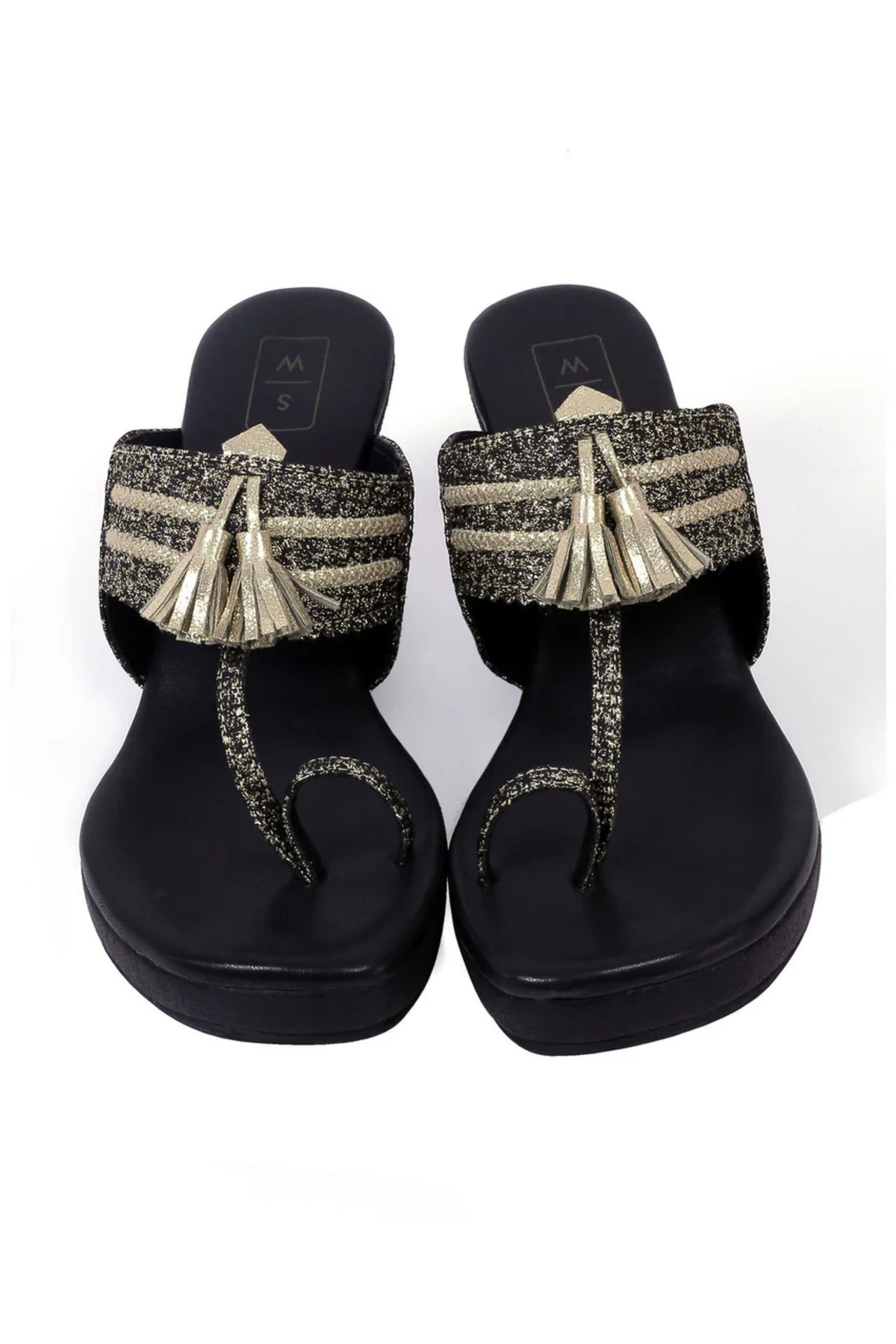 Raha Black Wedge Sandals