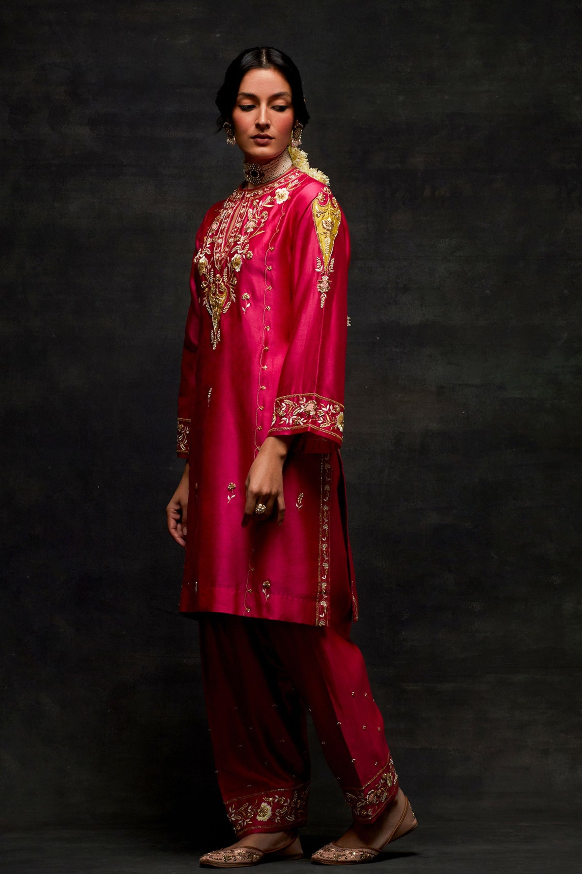 Pink Short Kurta Set