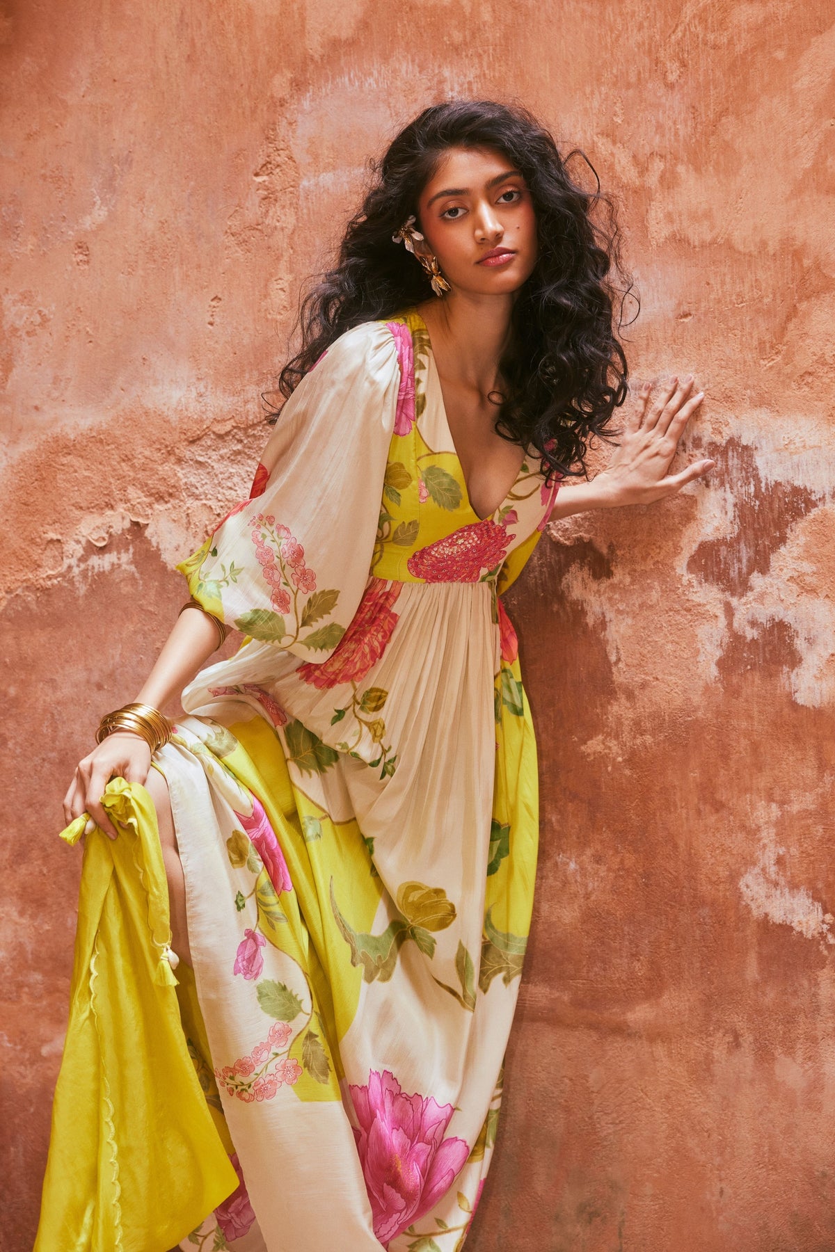 Fully Printed Lime Yellow Dress