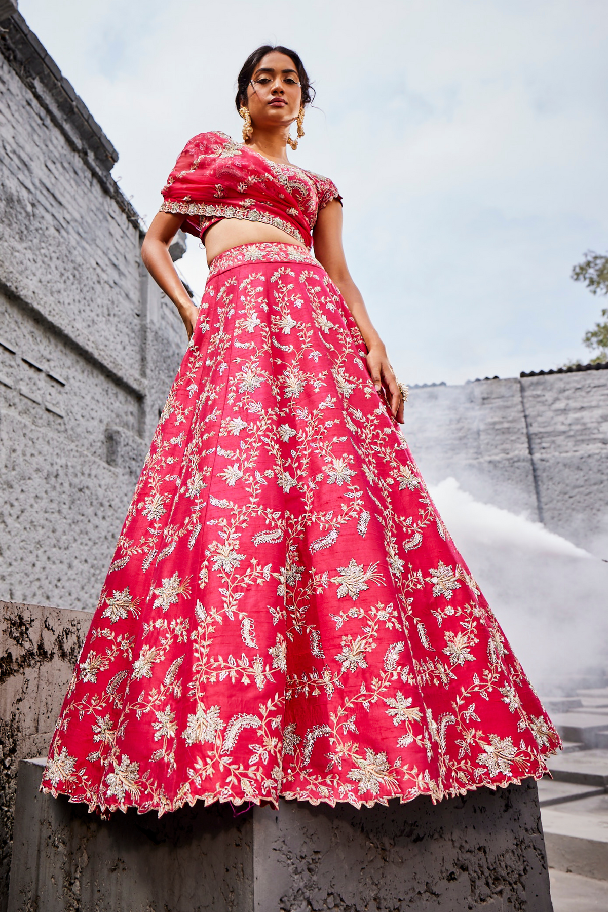 Rani Pink Cutwork Creepers Lehenga