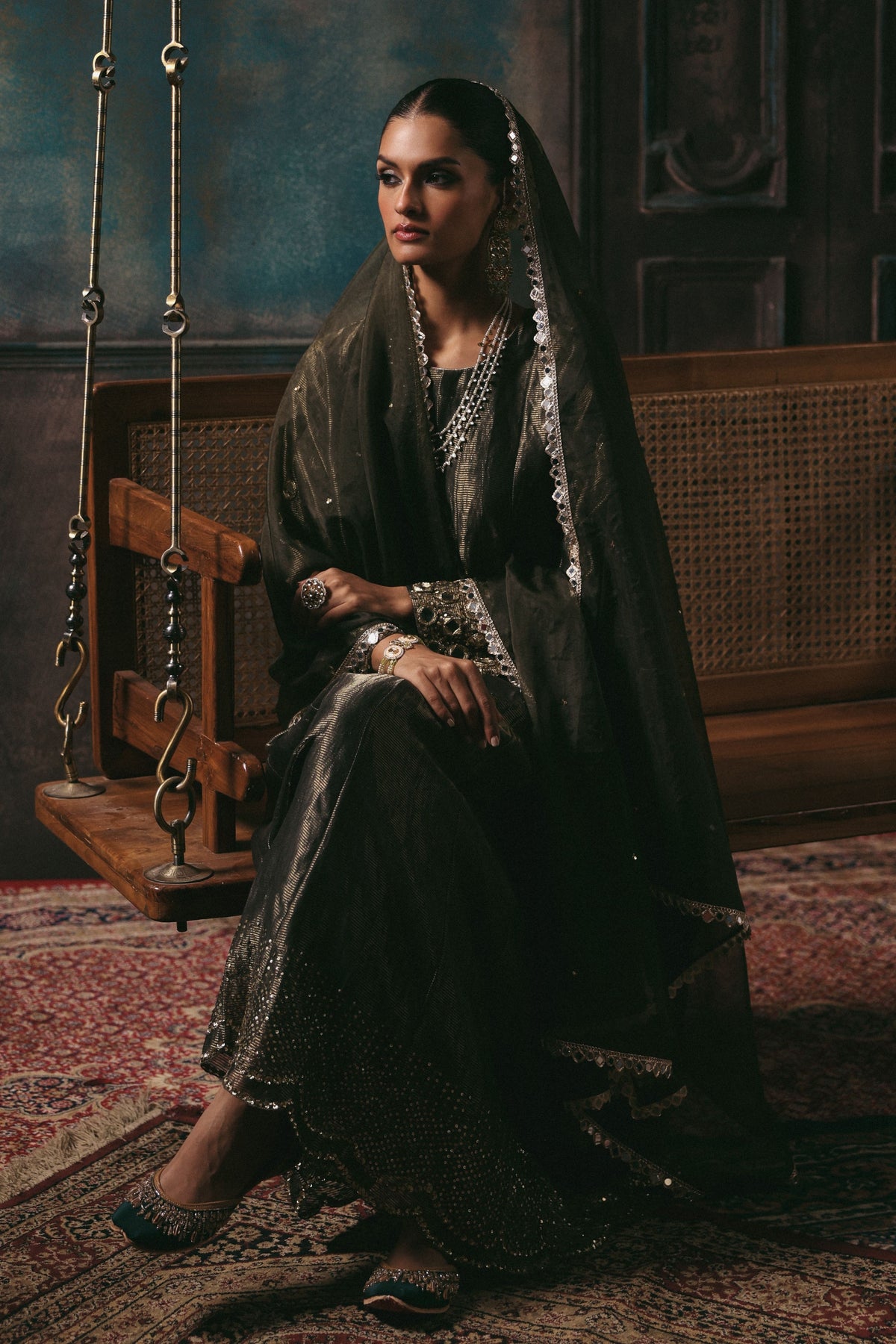 Olive Green Afsana Kalidar