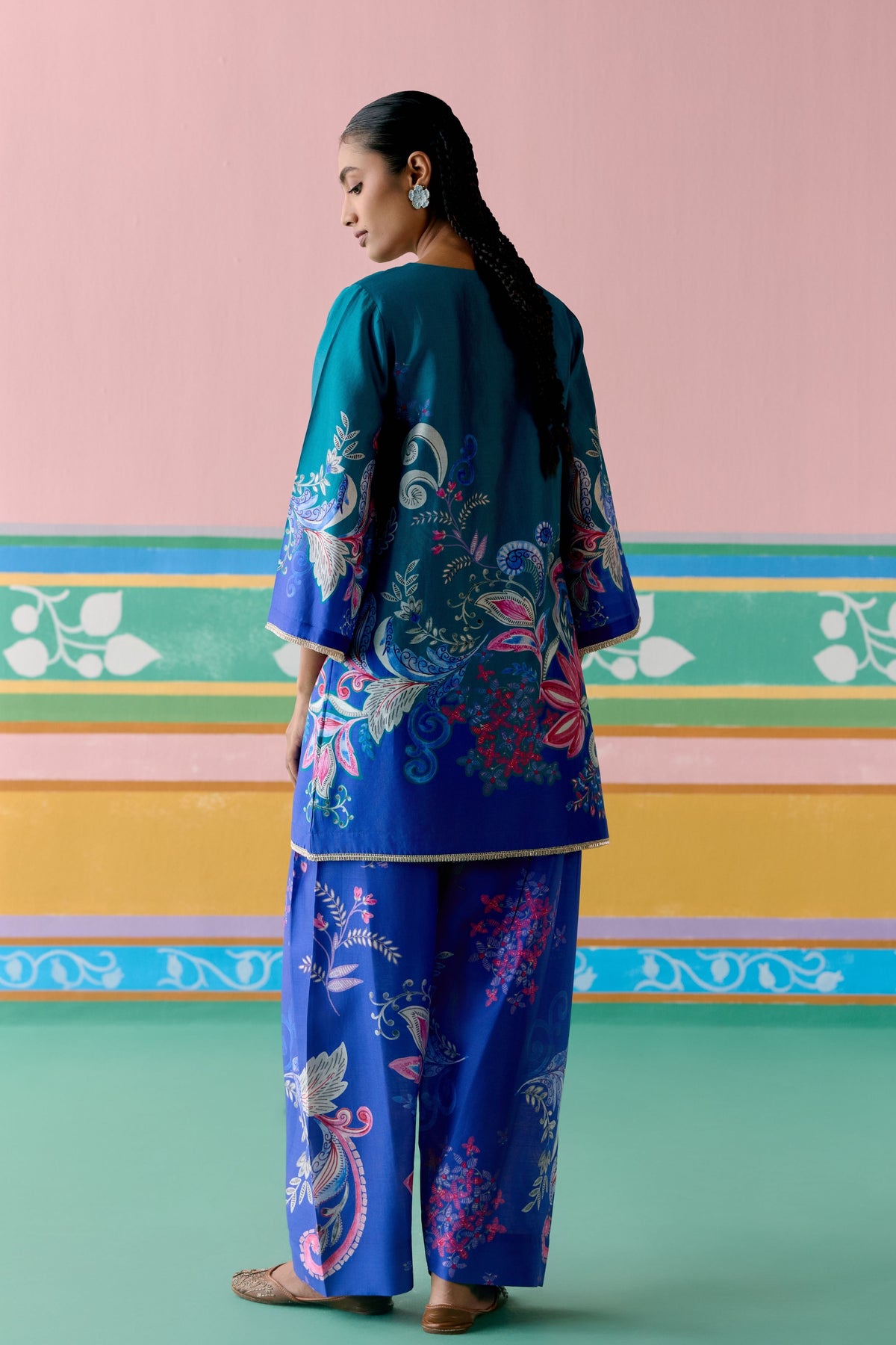 Teal Paisley Kurta Set