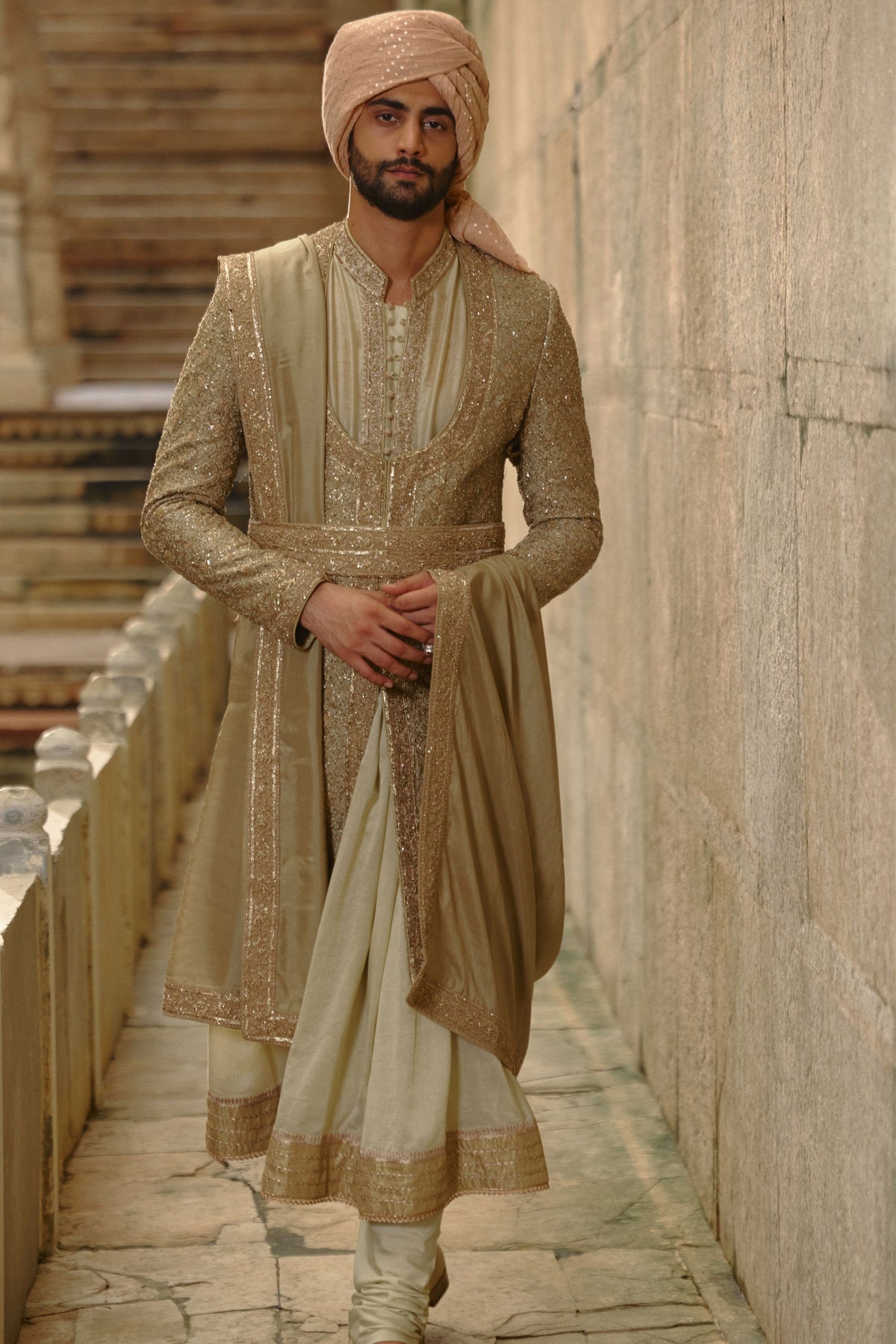 Olive Green Sherwani Set