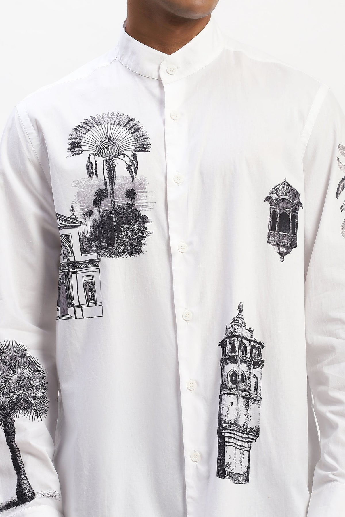 White Architecture Print Shirt