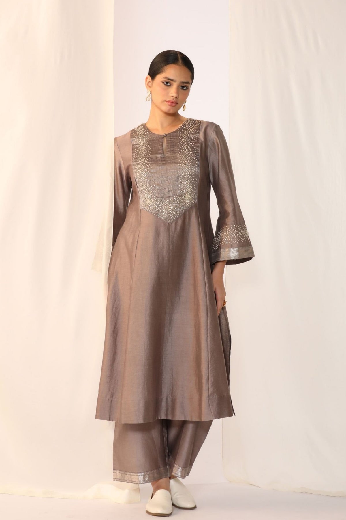 Dove Grey Embroidered Kurta