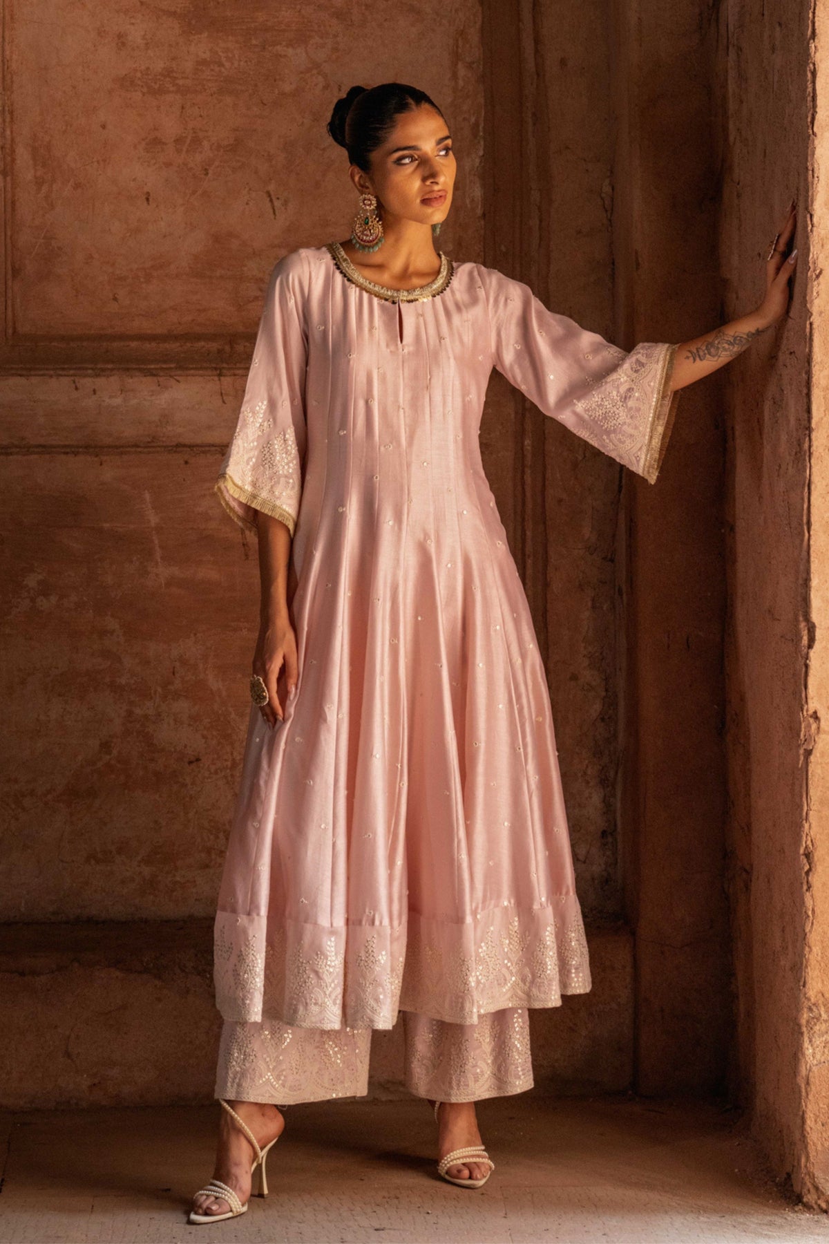 Forest Onion Pink Anarkali Set