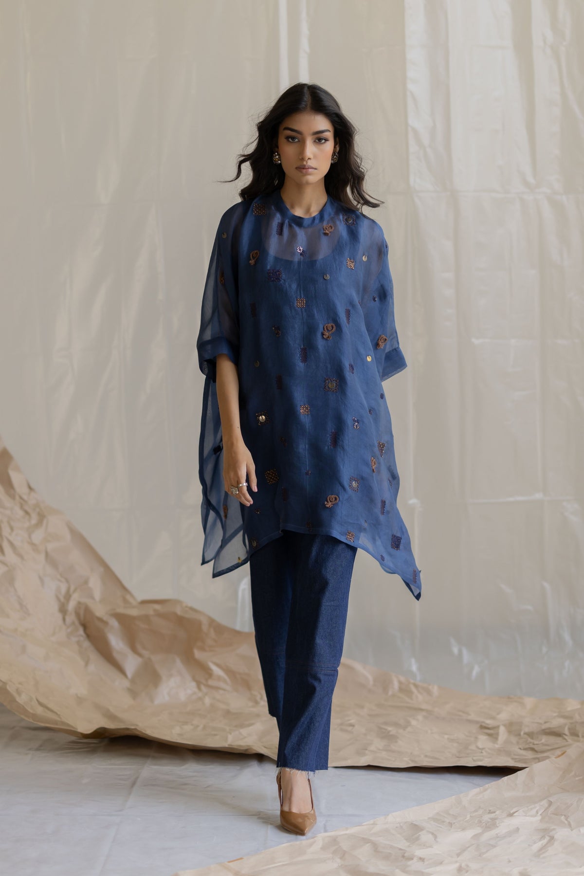 Dark Blue Kaftan Top and Pants