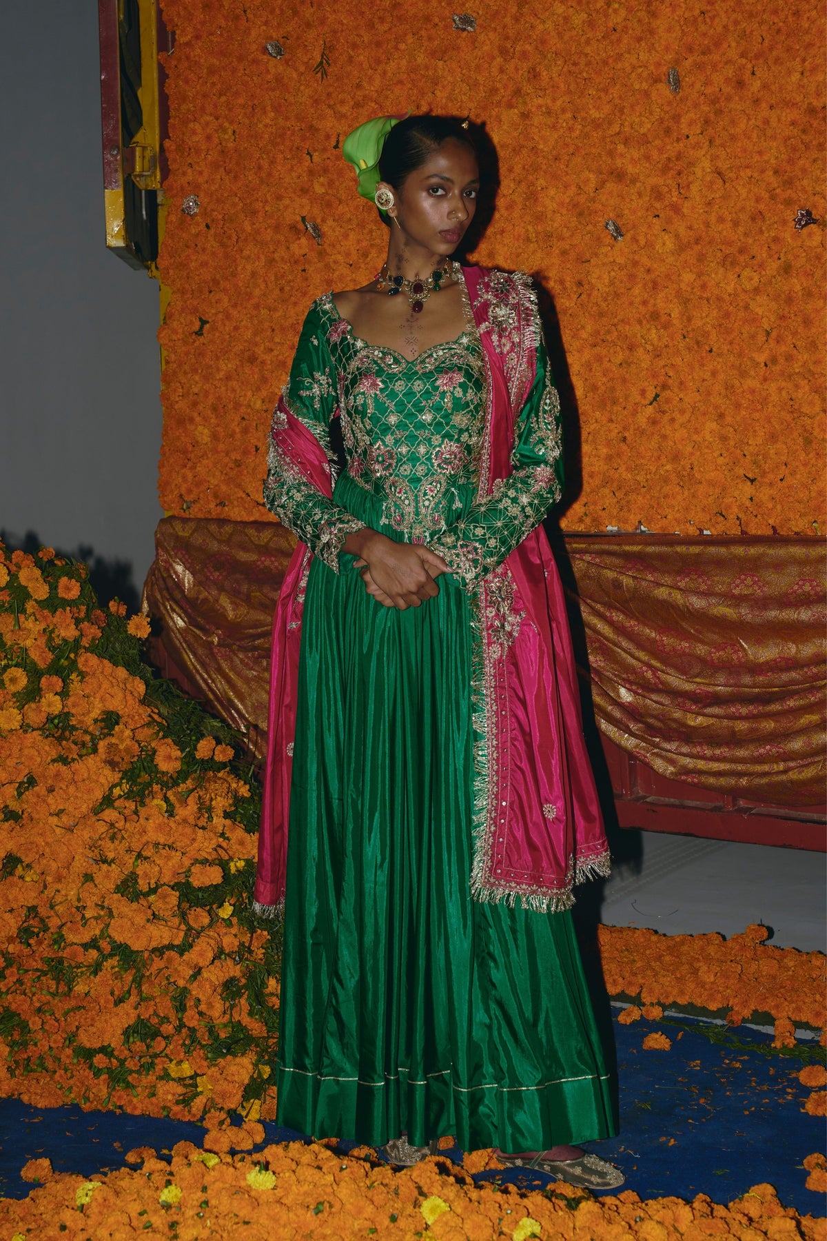Green  Anarkali Set