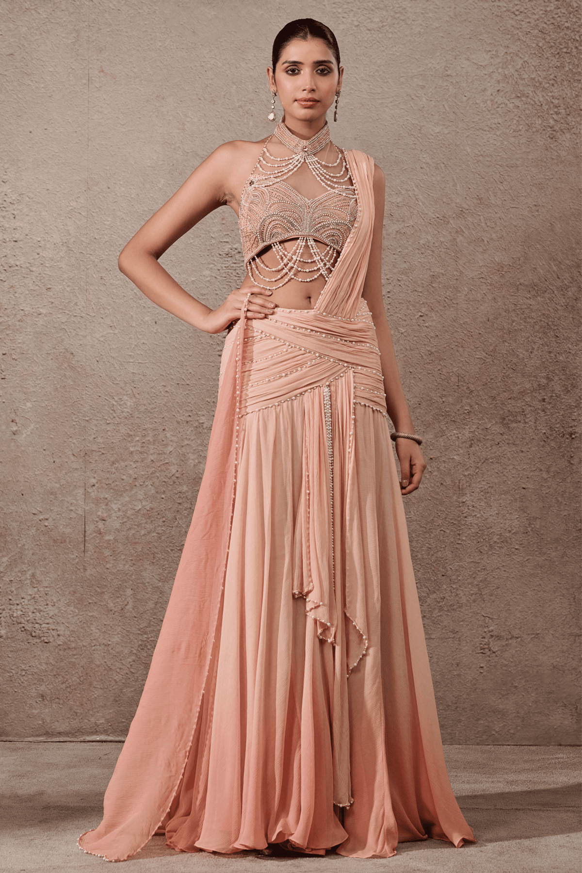 Blush Ombre Pearl Concept Saree